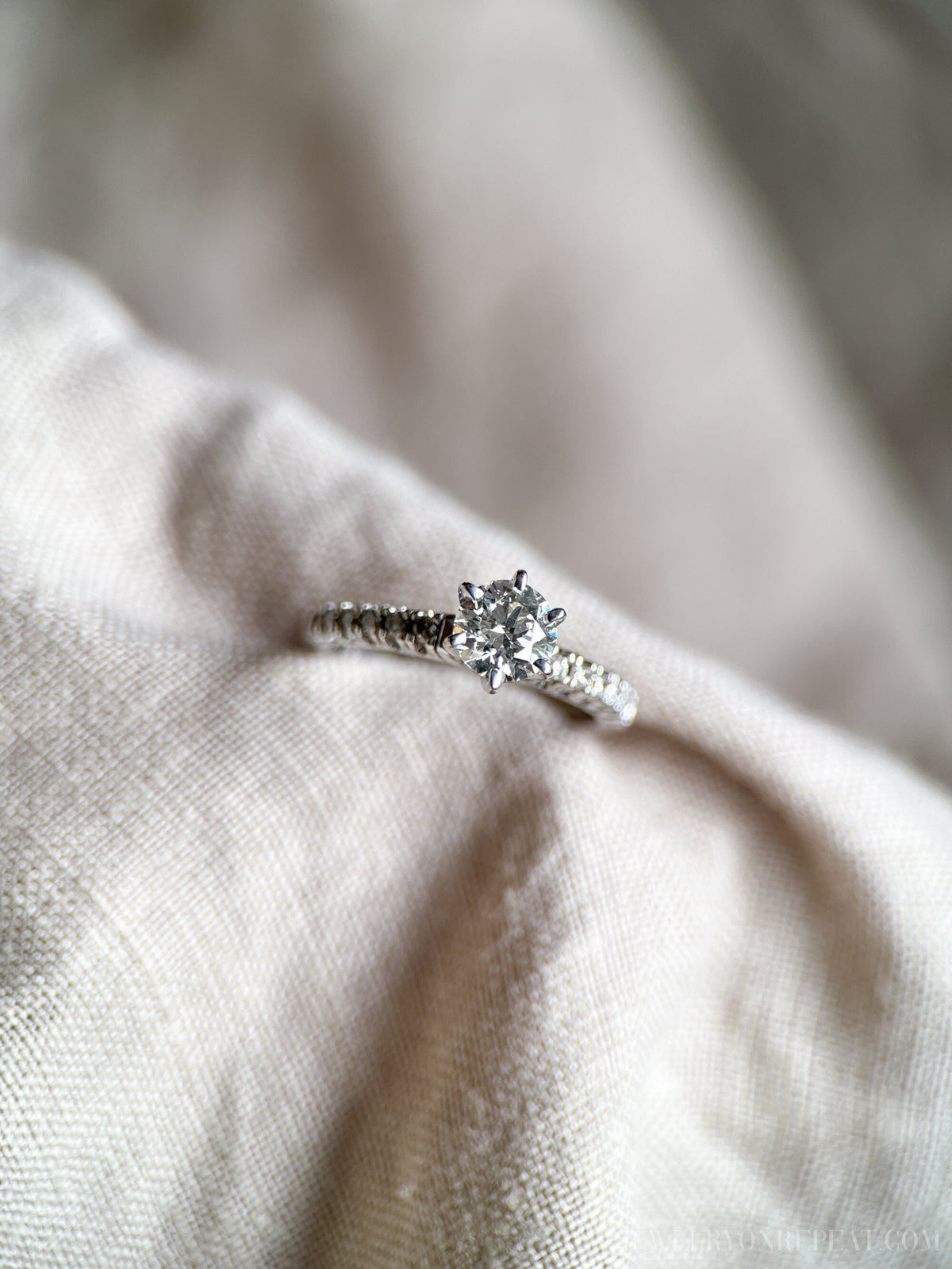 Vintage Diamond Engagement Ring, Round Cut, 10k White Gold, 2000s Prong Set Bridal Ring