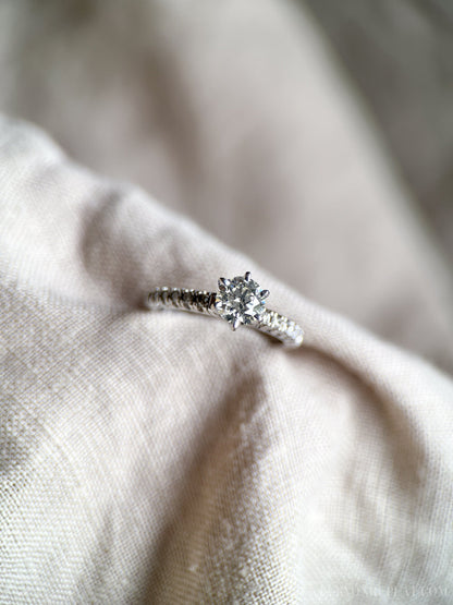 Vintage Diamond Engagement Ring, Round Cut, 10k White Gold, 2000s Prong Set Bridal Ring