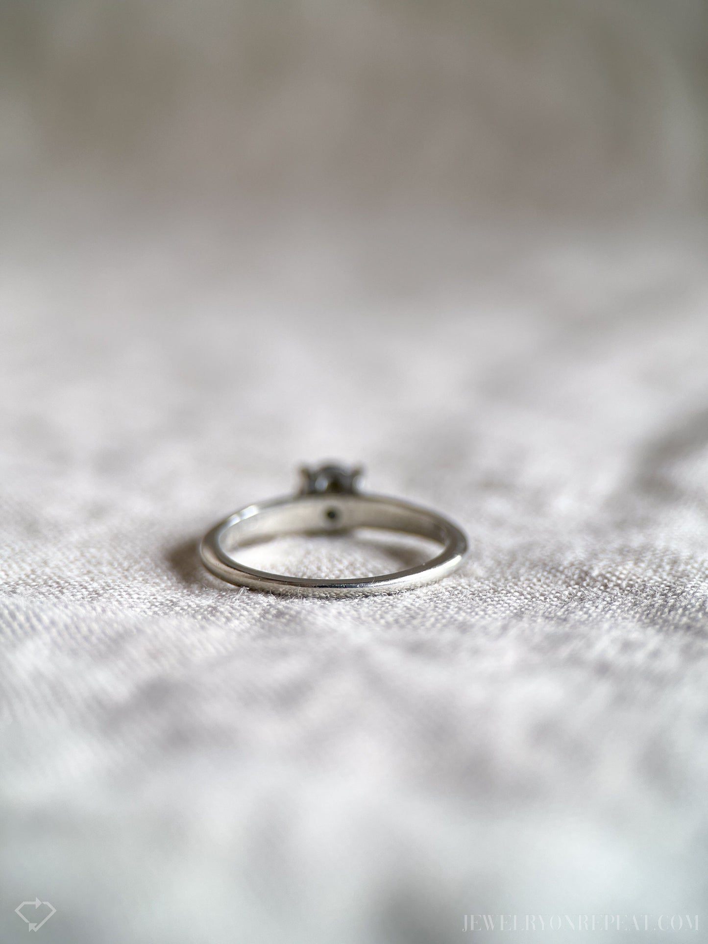 Vintage Diamond Engagement Ring, Round Cut, 18k White Gold, Art Deco 1940s Solitaire