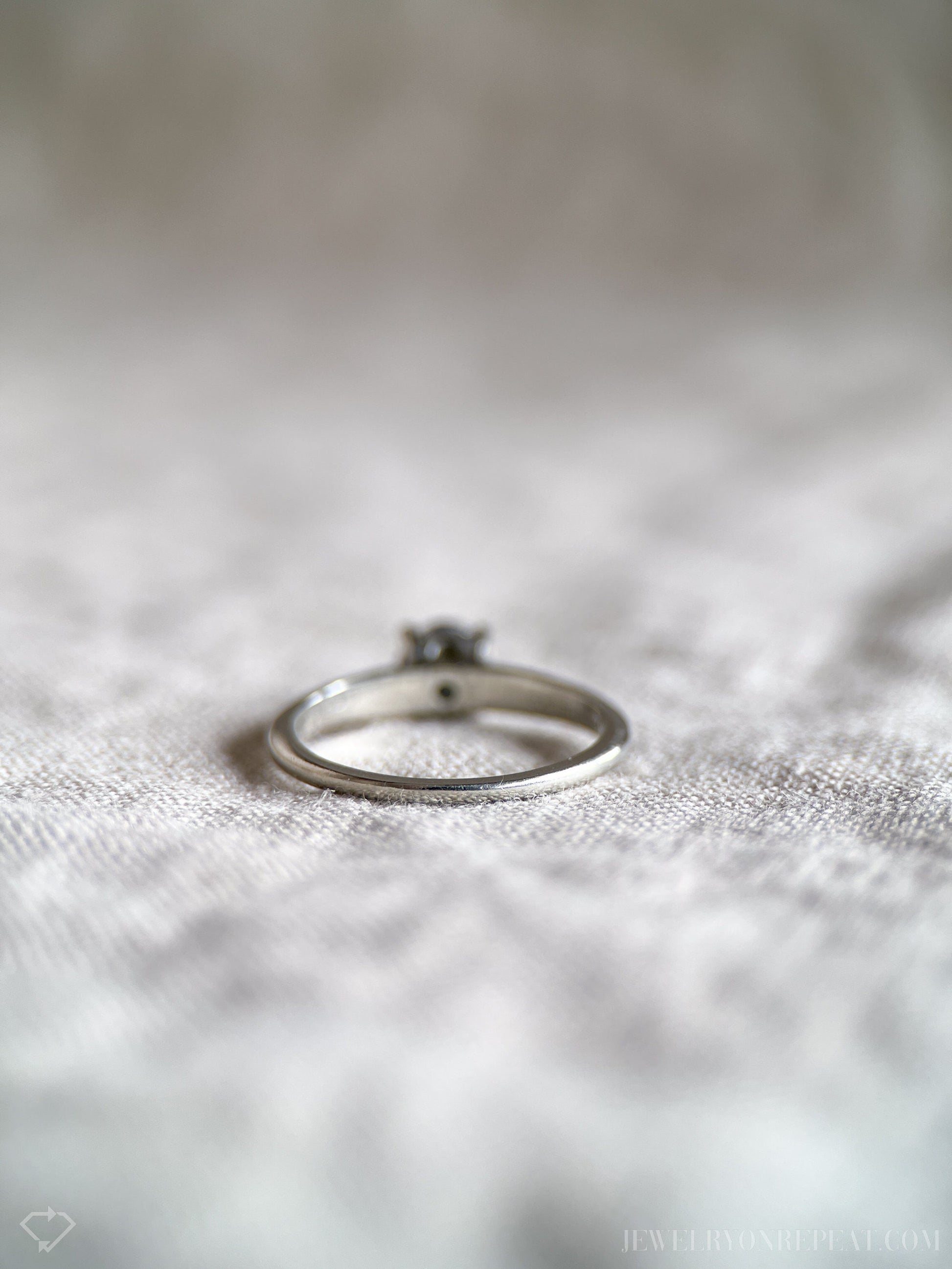 Vintage Diamond Engagement Ring, Round Cut, 18k White Gold, Art Deco 1940s Solitaire