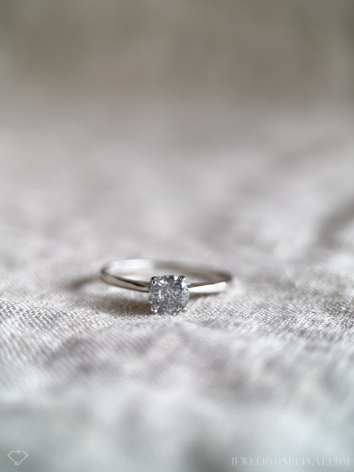 Vintage Diamond Solitaire Engagement Ring in 10k White Gold