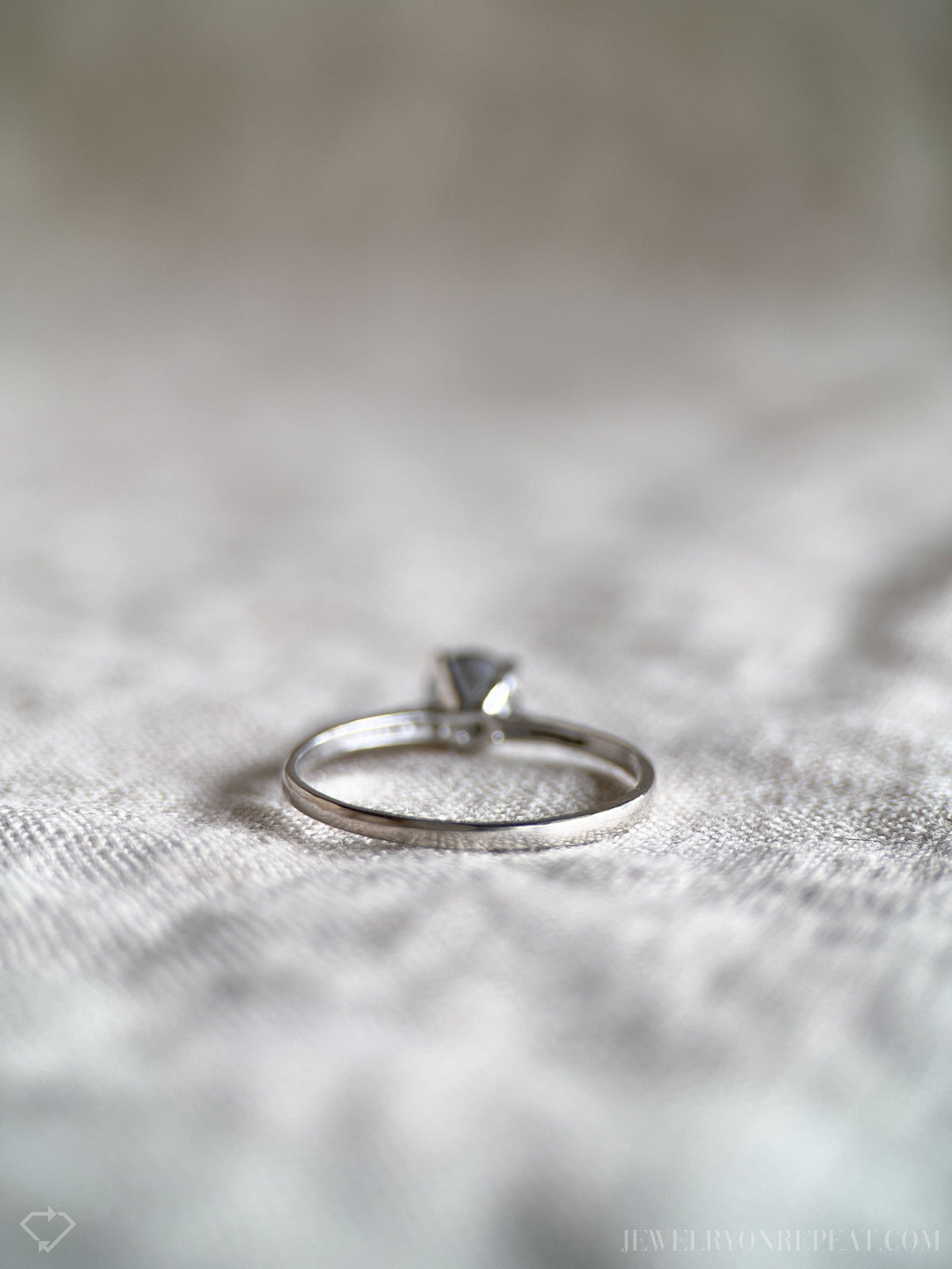 Vintage Natural Diamond Engagement Ring, Round Cut, 10k White Gold, 4-Prong Solitaire Bridal Ring