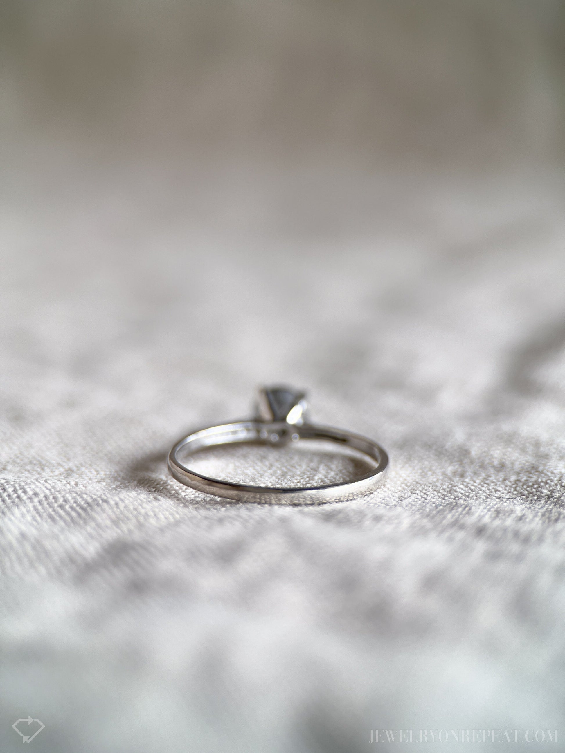Vintage Natural Diamond Engagement Ring, Round Cut, 10k White Gold, 4-Prong Solitaire Bridal Ring