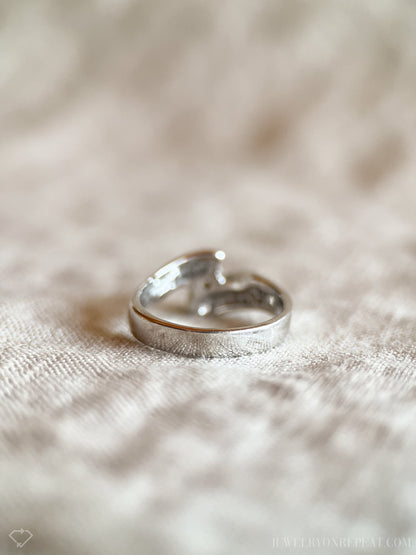 Vintage Diamond Engagement Ring, Round Cut, 14k White Gold, 1990s Swirl Solitaire Bridal Ring