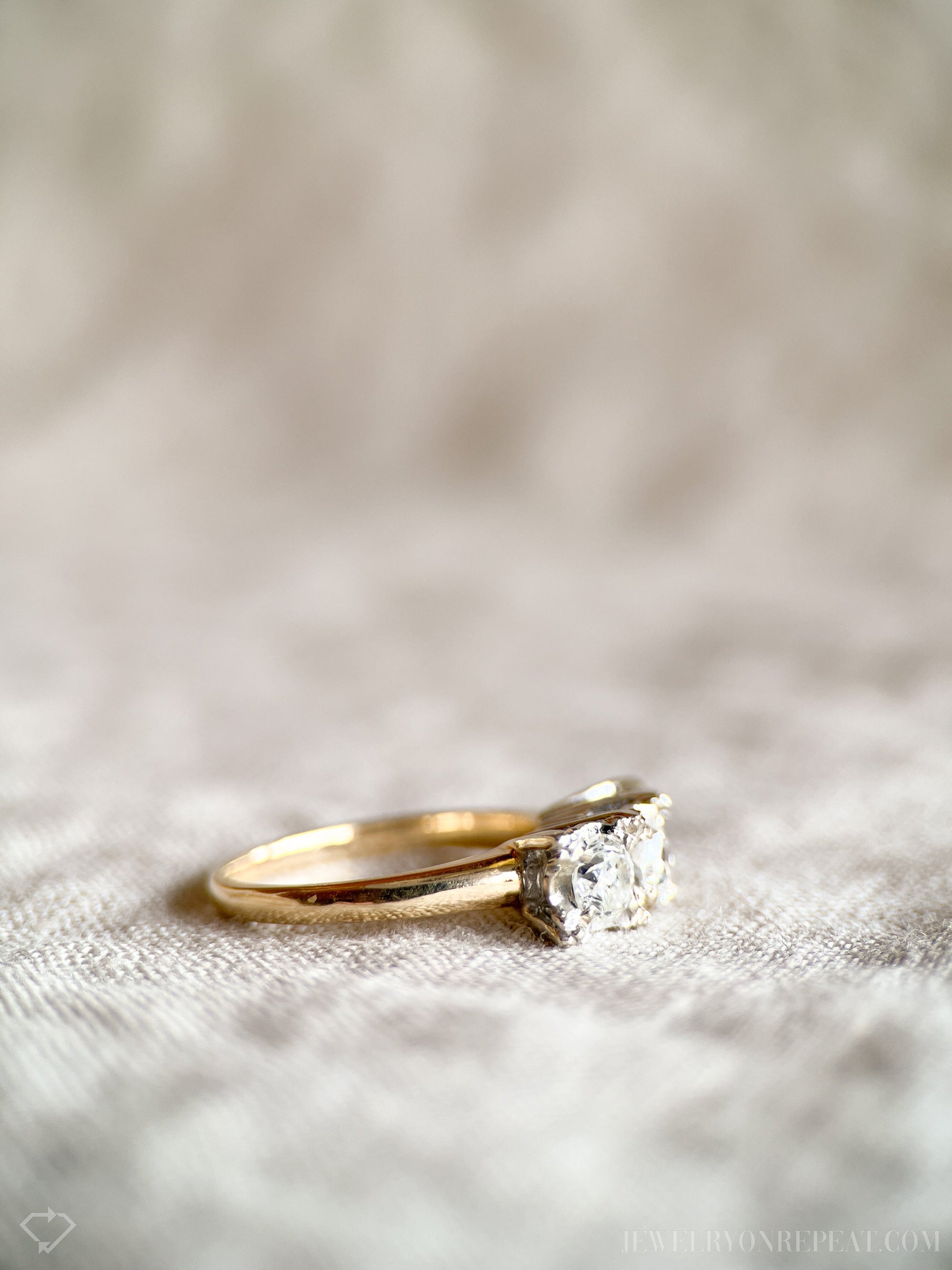 Vintage Diamond Three Stone Engagement Ring in 14k Gold