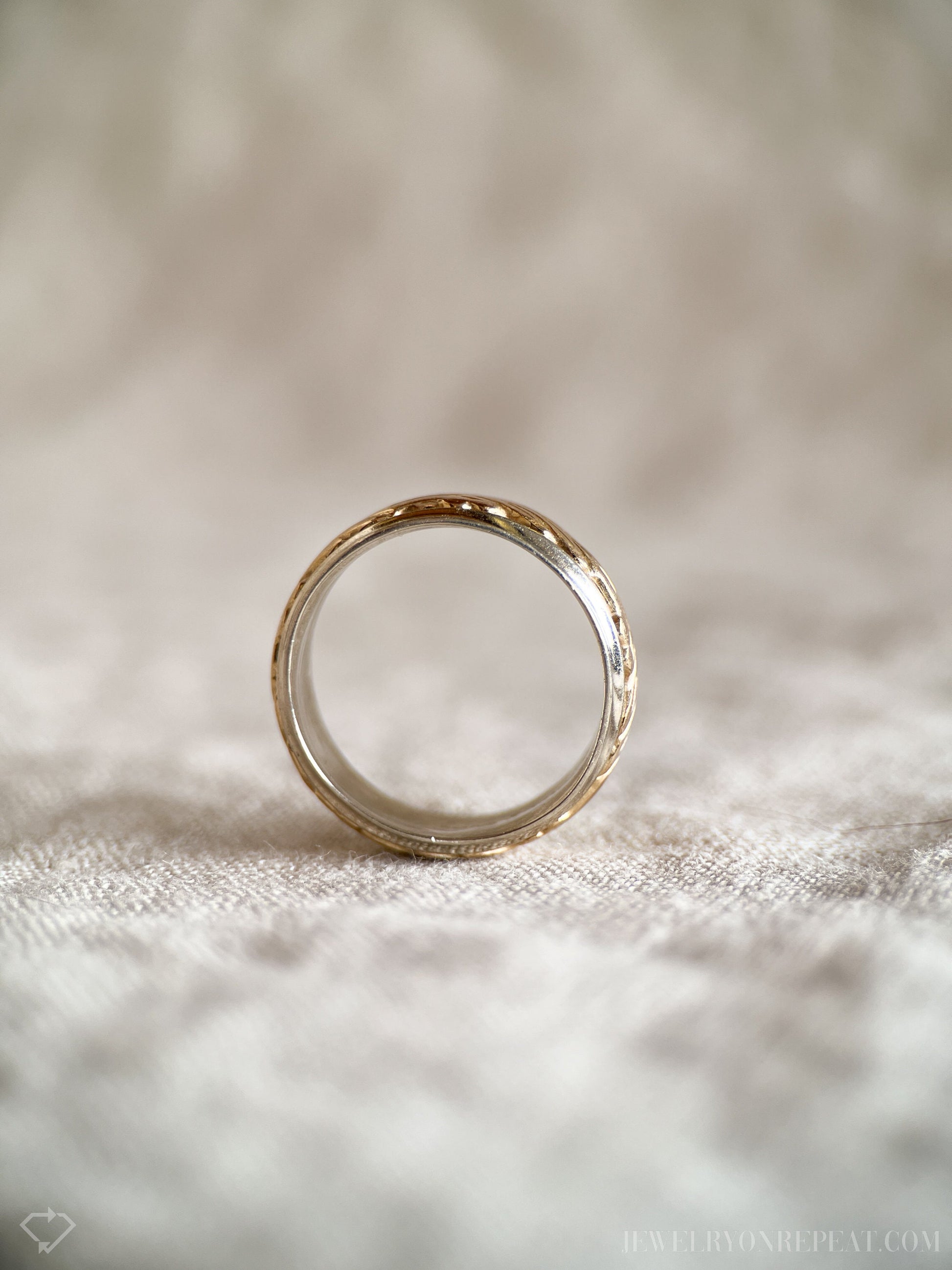 Vintage 1960s Floral Filigree Wedding Band, Size 6