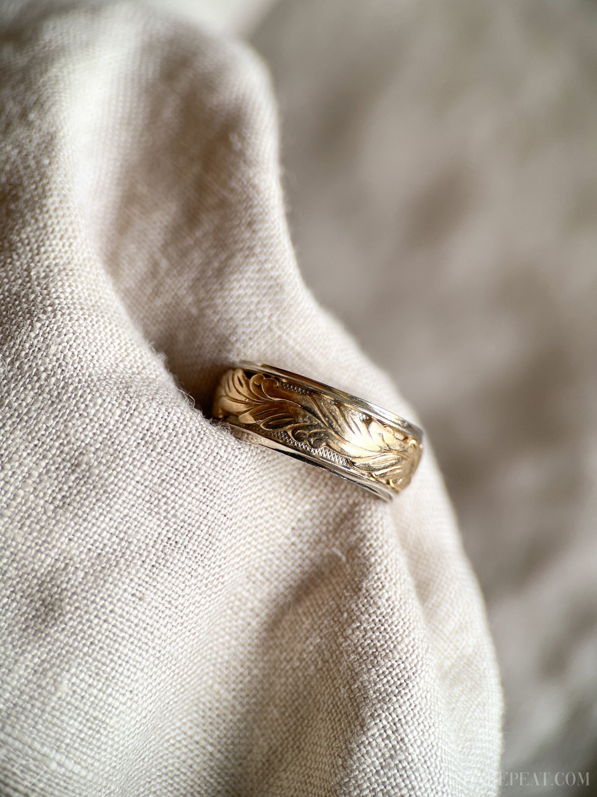 Vintage 1960s Floral Filigree Wedding Band, Size 6