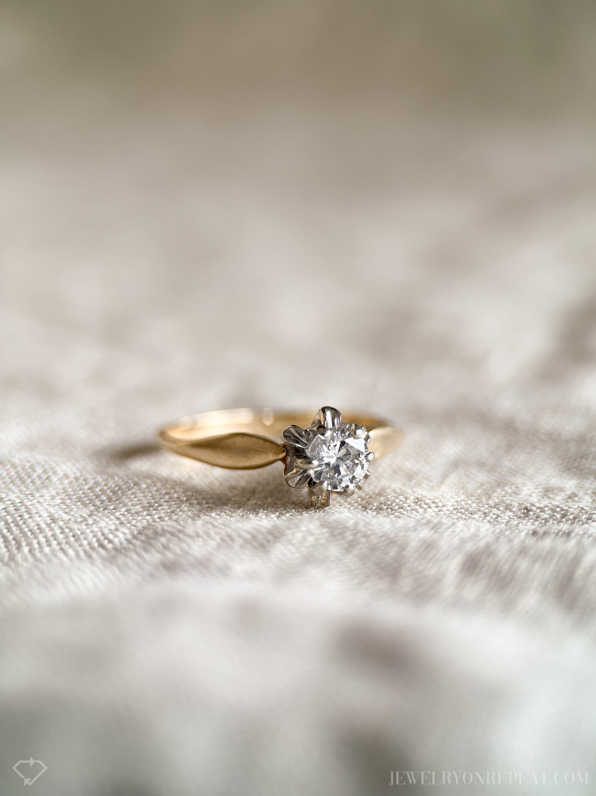 Vintage Diamond Solitaire Engagement Ring in 14k Gold