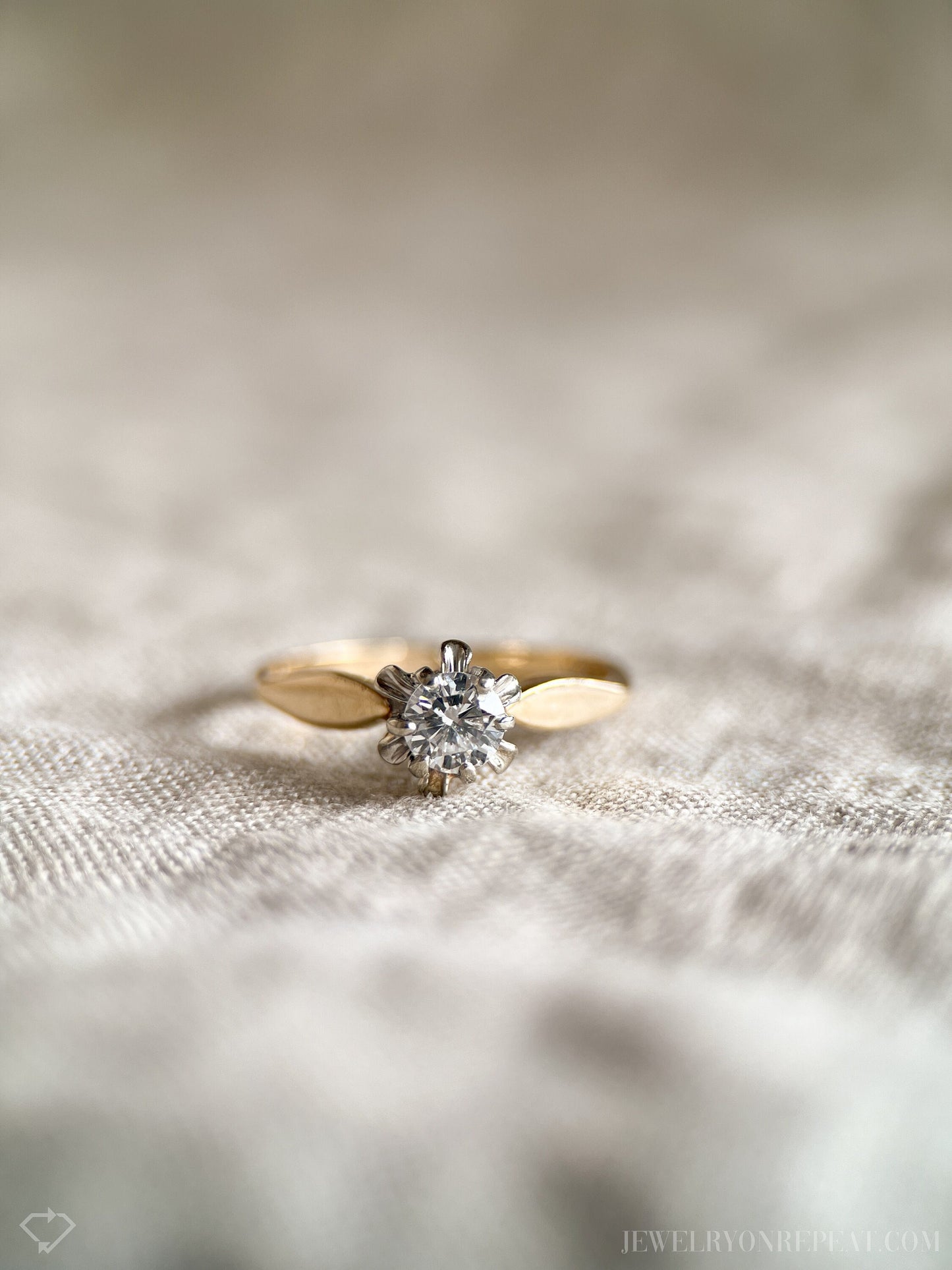 Vintage Diamond Solitaire Engagement Ring in 14k Gold