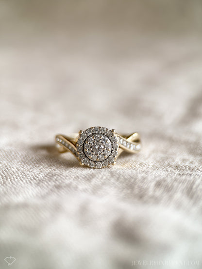 Vintage 1990s Diamond Halo Engagement Ring in 10k Gold