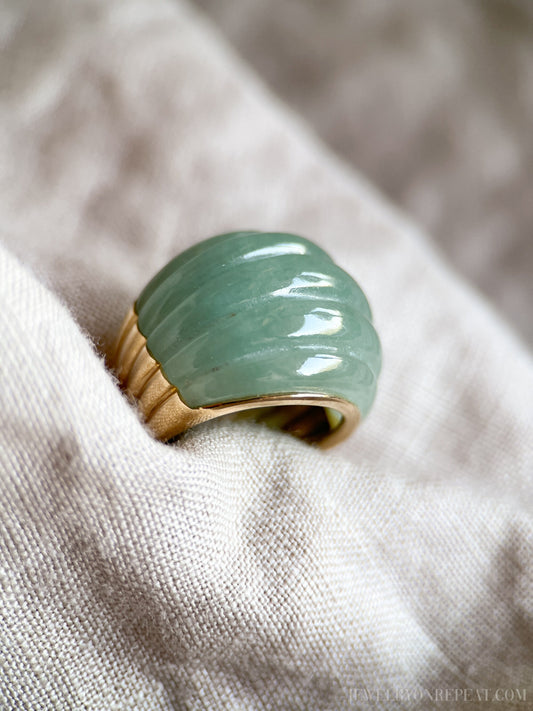 Vintage Jade Dome Band in 14k Gold