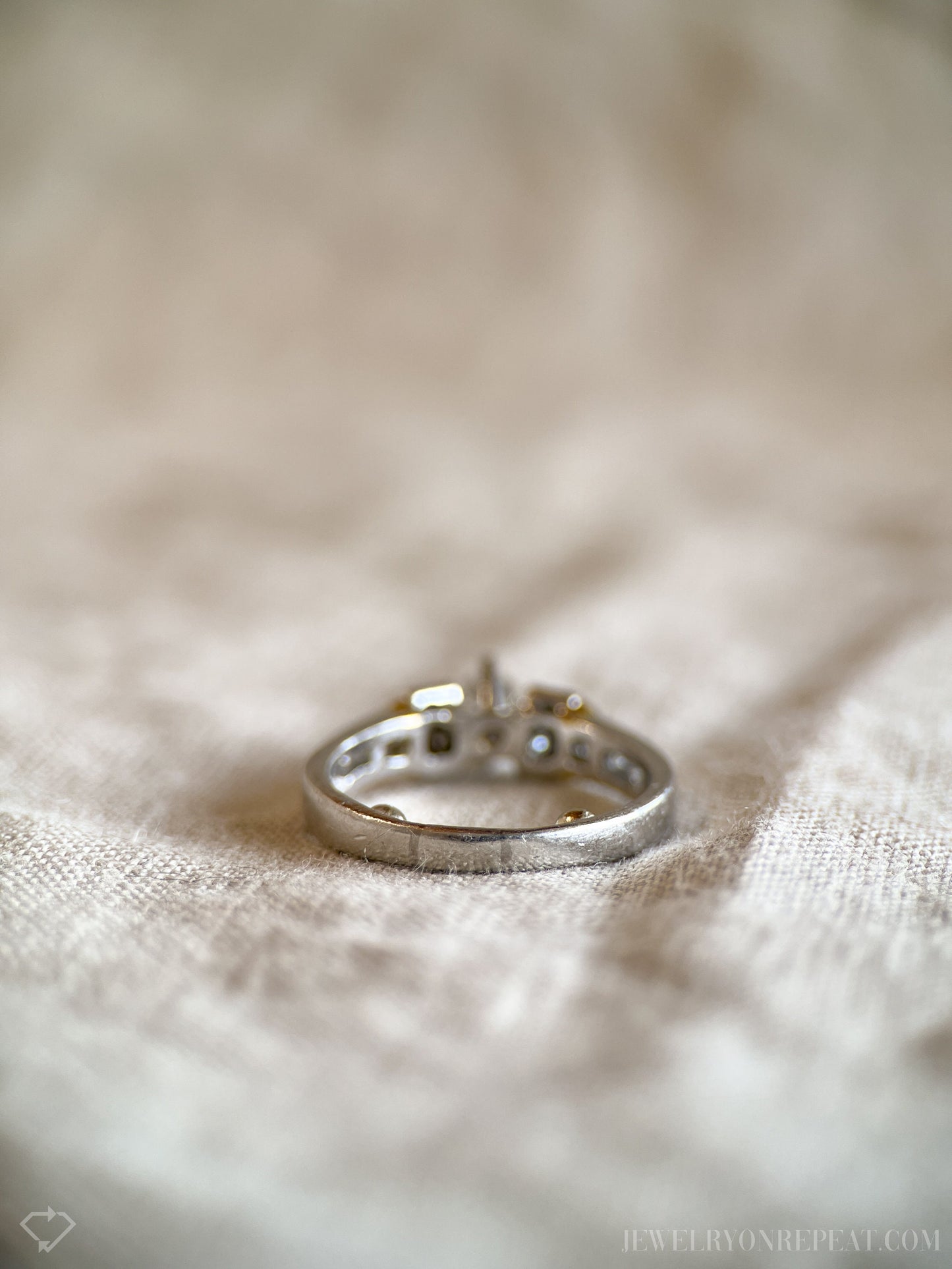Vintage Diamond Engagement Ring, Princess Cut, Platinum, 1990s Channel Set Bridal Ring