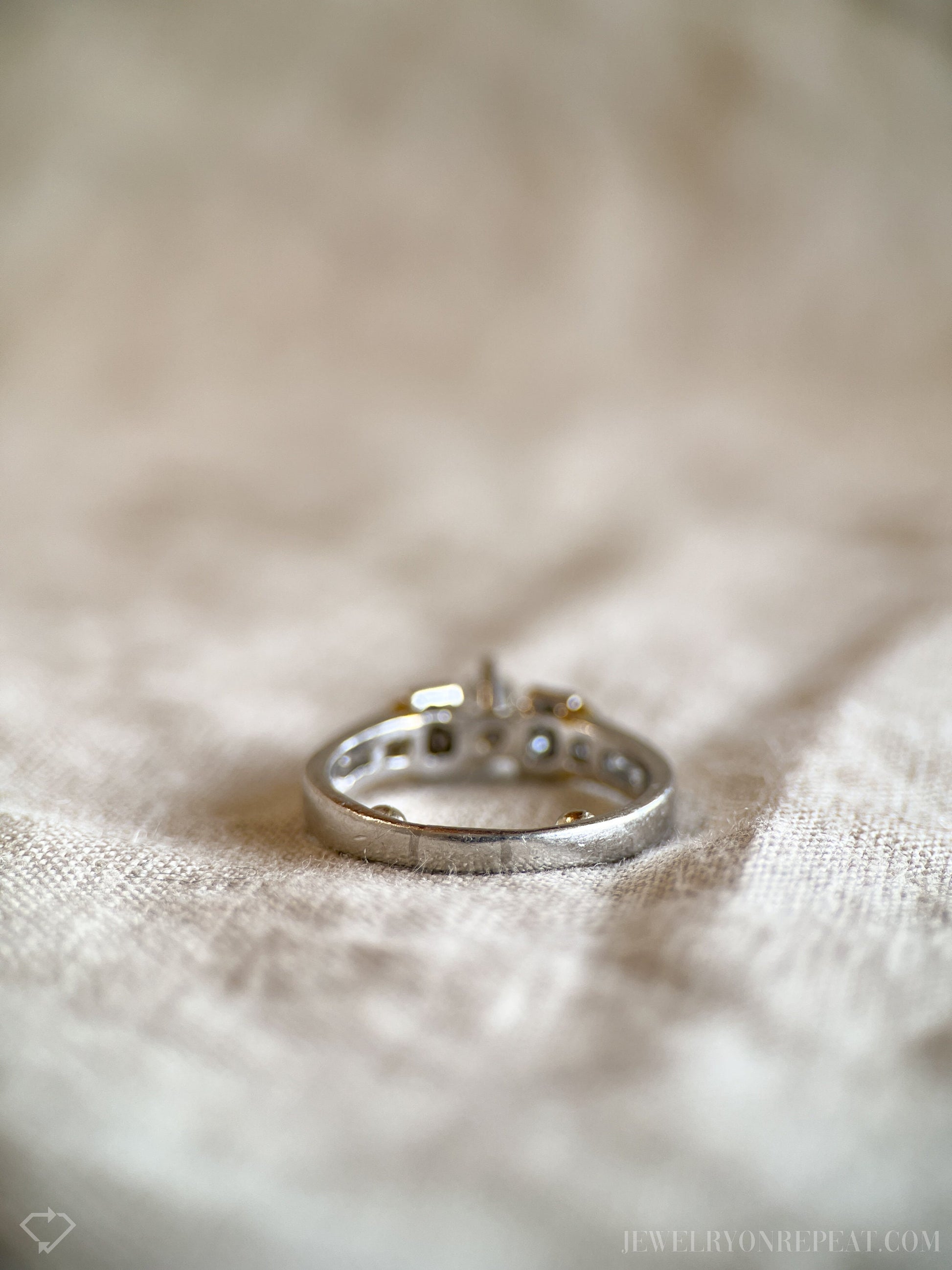 Vintage Diamond Engagement Ring, Princess Cut, Platinum, 1990s Channel Set Bridal Ring