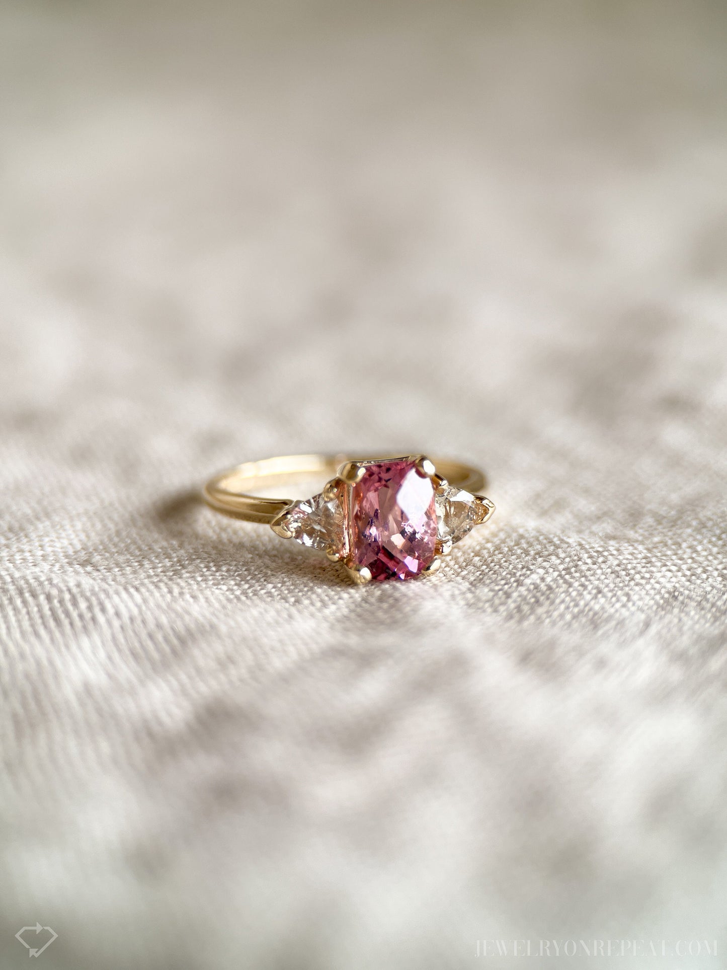 Vintage Pink Tourmaline and Topaz Ring in 14k Gold