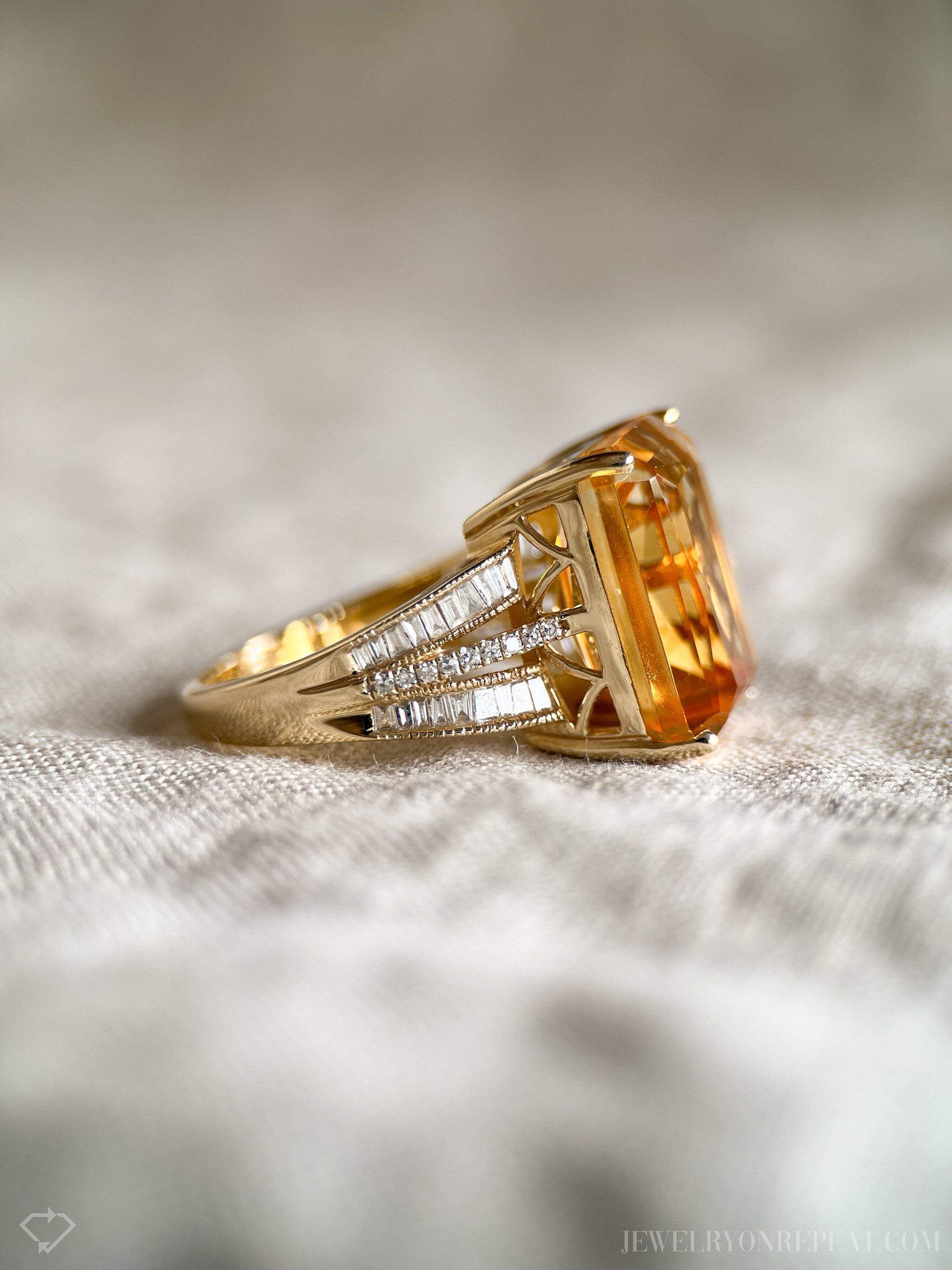 Vintage Citrine Gemstone Cocktail Ring in 14k Gold