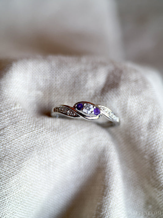 Vintage Diamond and Amethyst Engagement Ring in Platinum