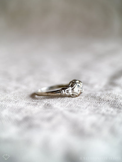 Antique 1920s Art Deco Diamond Engagement Ring, 14k White Gold
