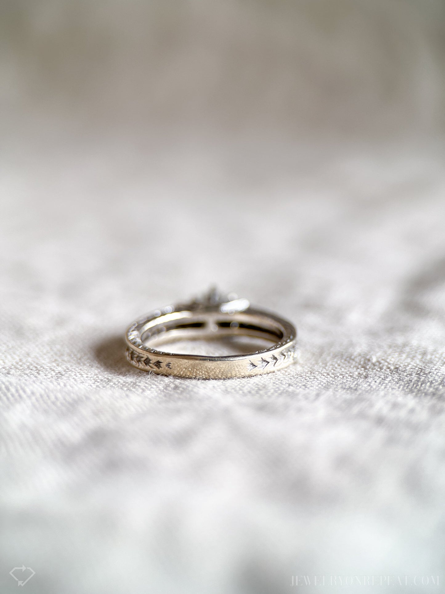 Vintage Diamond Engagement Ring, Round Cut, 18k White Gold, 2000s Ornate Filigree Cathedral