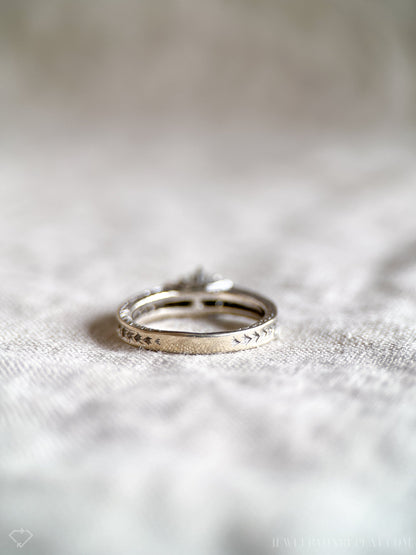 Vintage Diamond Engagement Ring, Round Cut, 18k White Gold, 2000s Ornate Filigree Cathedral
