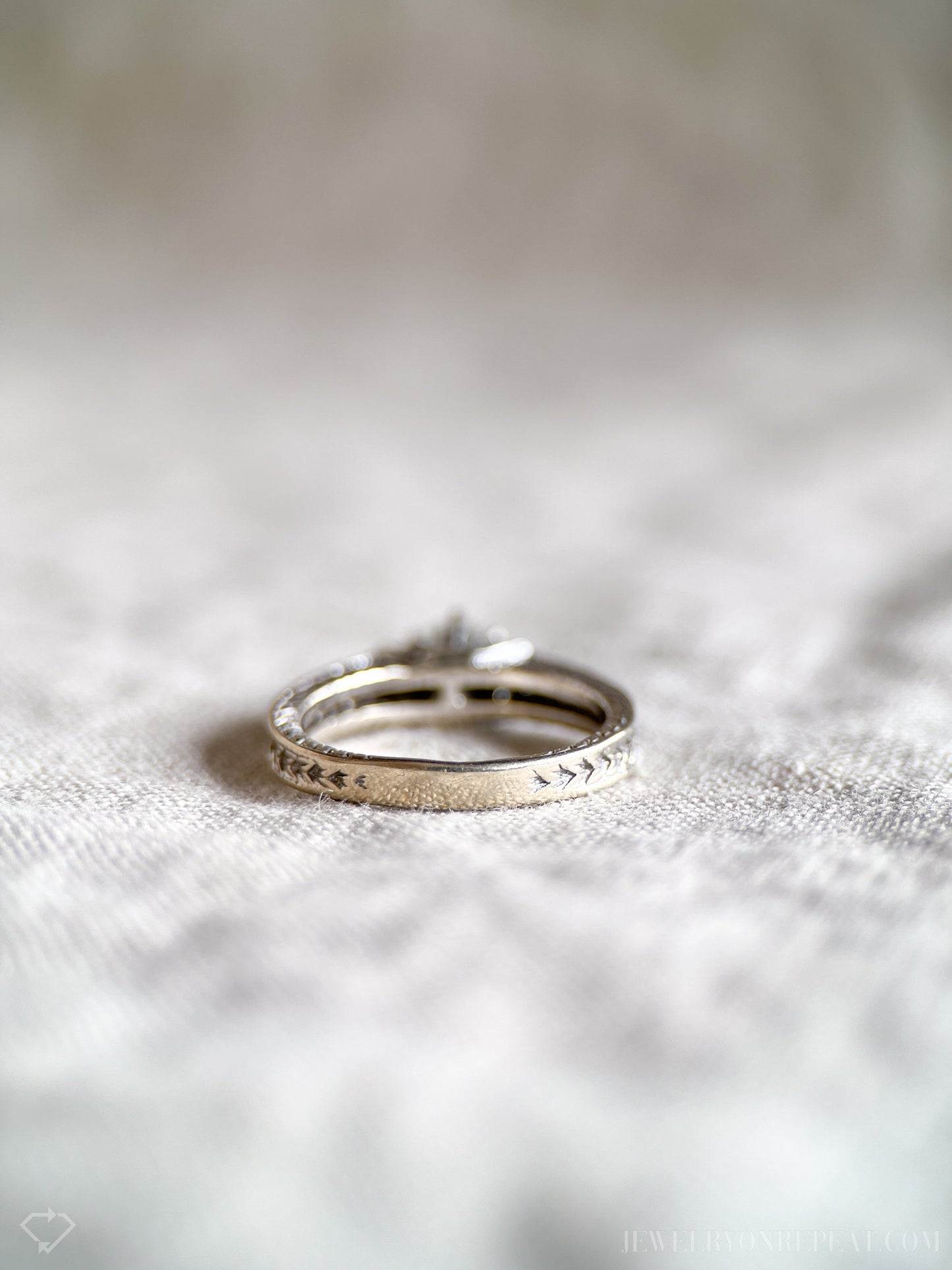Vintage Diamond Engagement Ring, Round Cut, 18k White Gold, 2000s Ornate Filigree Cathedral