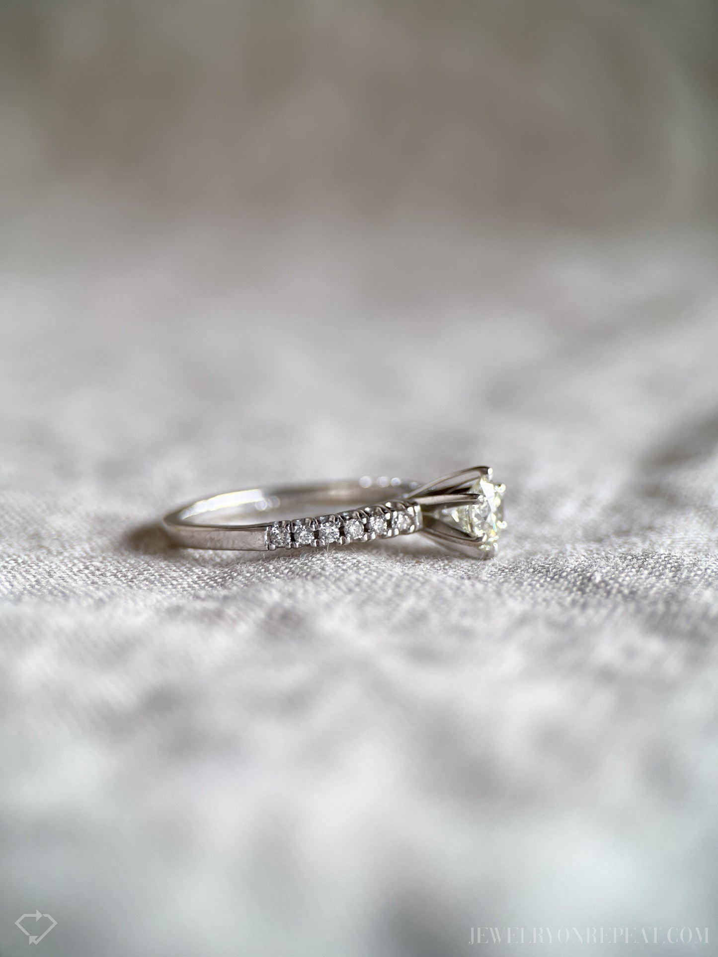 Vintage Diamond Engagement Ring, Round Cut, 10k White Gold, 2000s Prong Set Bridal Ring