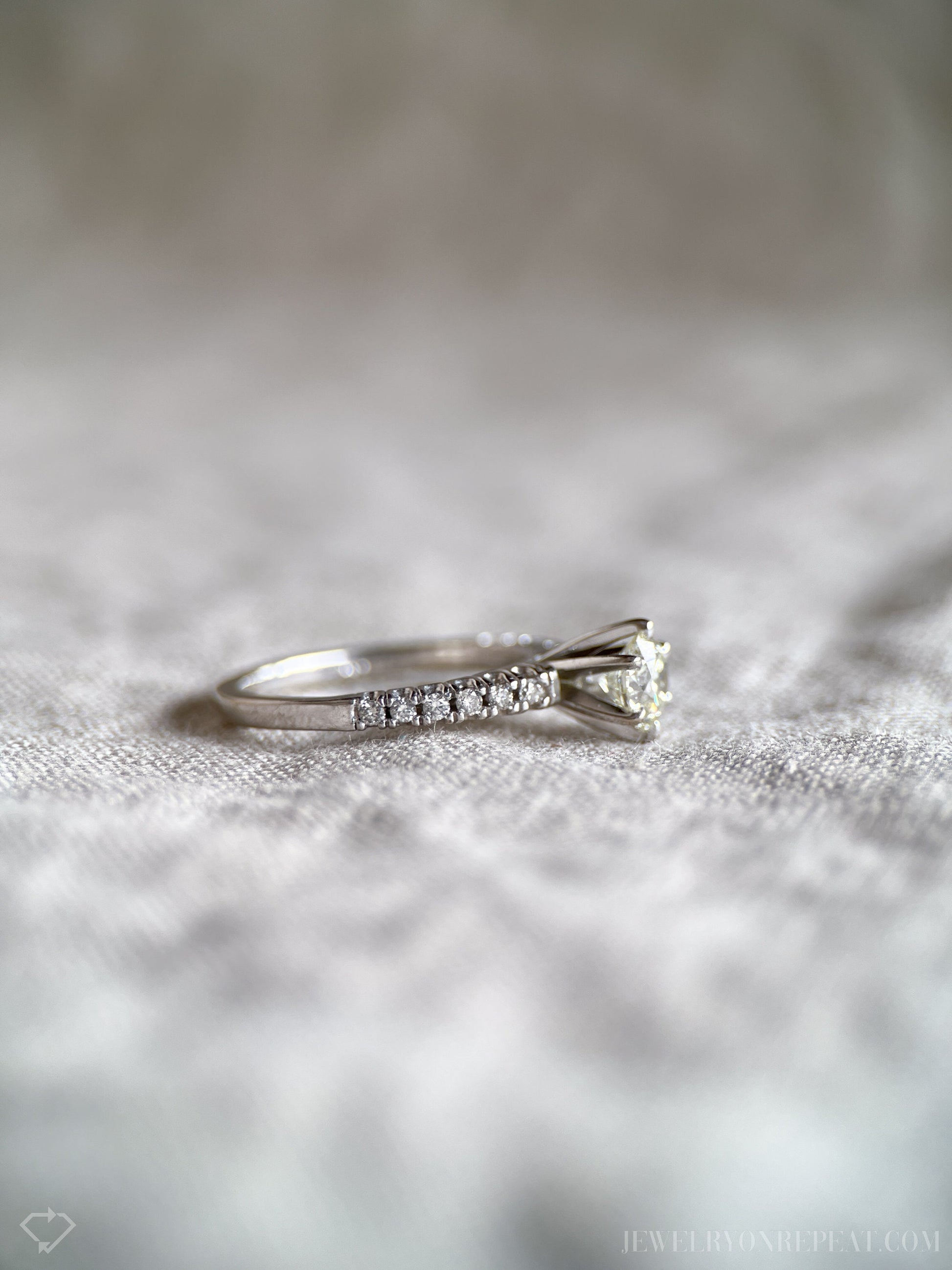 Vintage Diamond Engagement Ring, Round Cut, 10k White Gold, 2000s Prong Set Bridal Ring