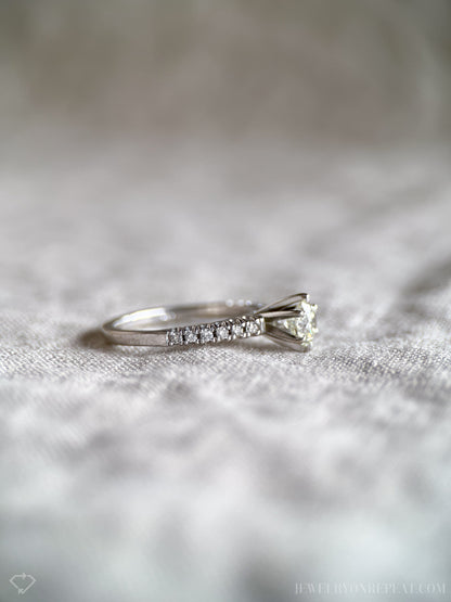 Vintage Diamond Engagement Ring, Round Cut, 10k White Gold, 2000s Prong Set Bridal Ring