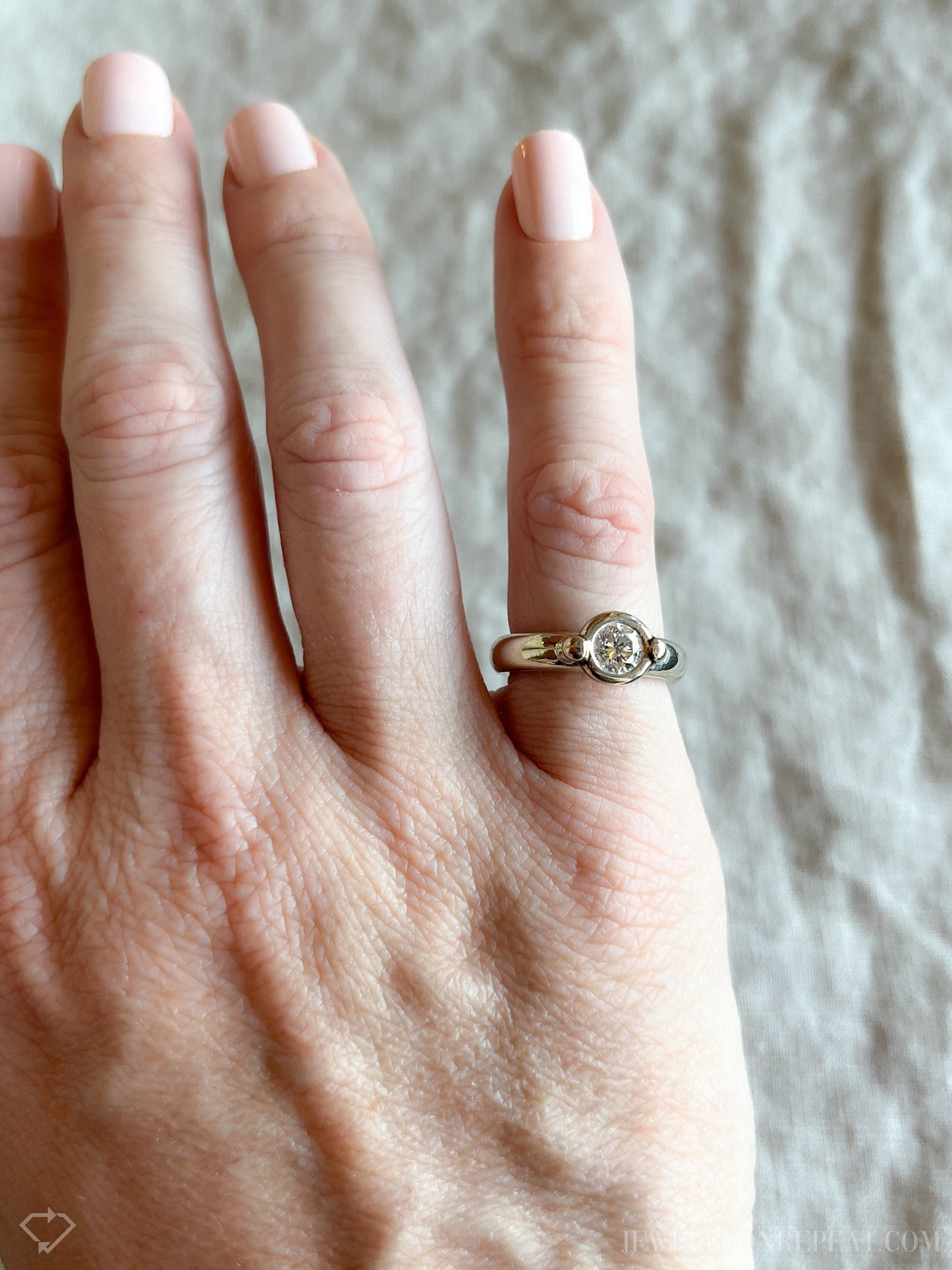 Vintage 2000s Bezel Diamond Engagement Ring, 14k White Gold