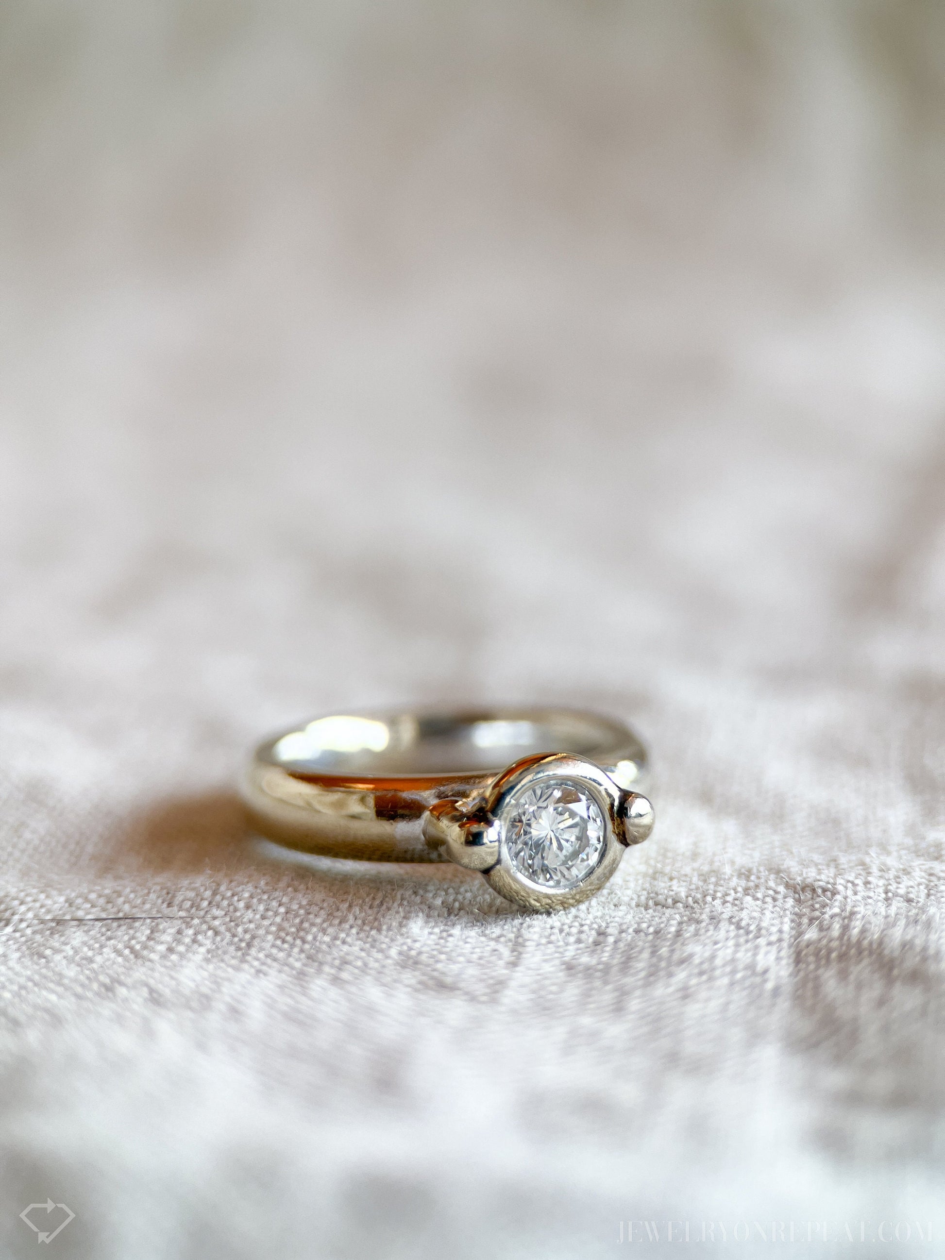 Vintage 2000s Bezel Diamond Engagement Ring, 14k White Gold