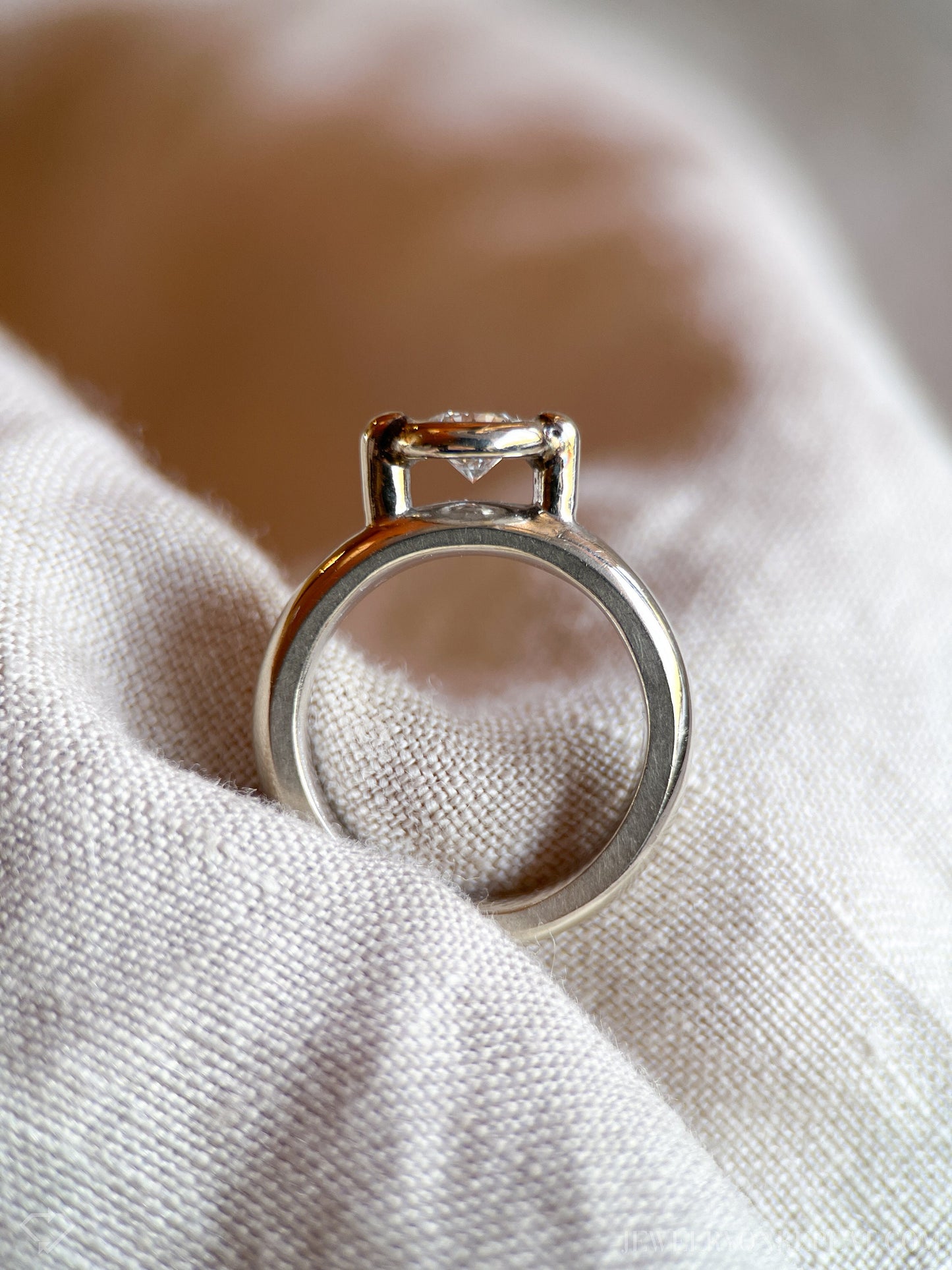 Vintage 2000s Bezel Diamond Engagement Ring, 14k White Gold