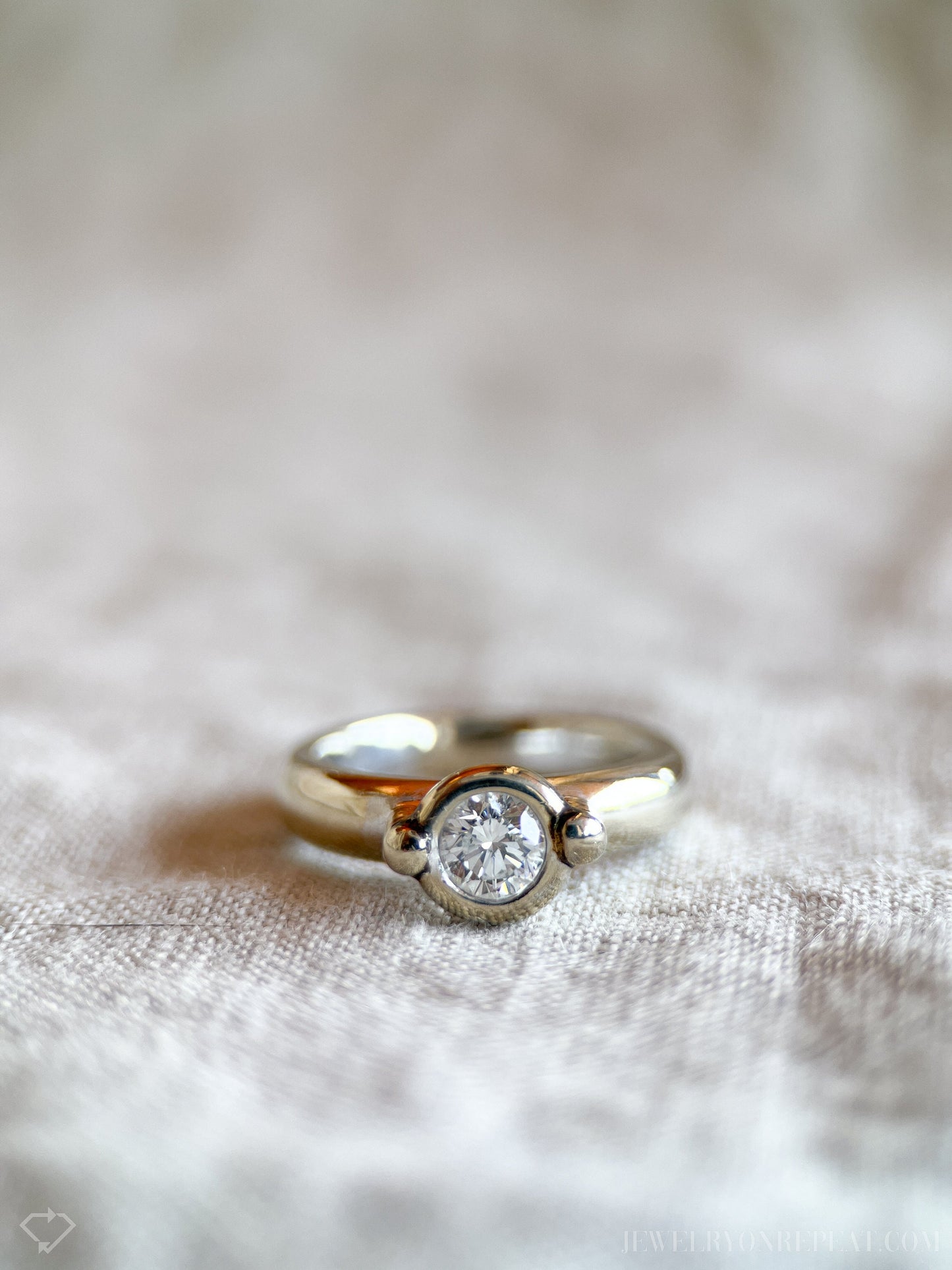 Vintage 2000s Bezel Diamond Engagement Ring, 14k White Gold