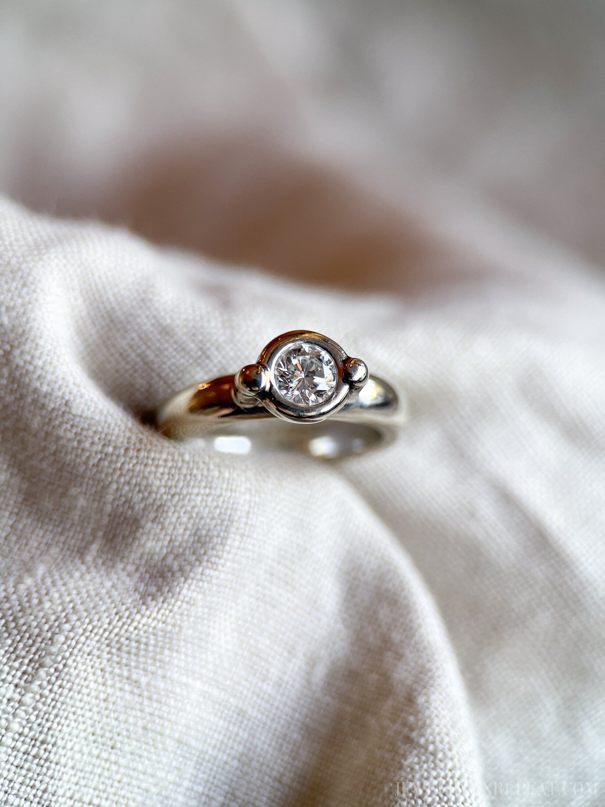 Vintage 2000s Bezel Diamond Engagement Ring, 14k White Gold