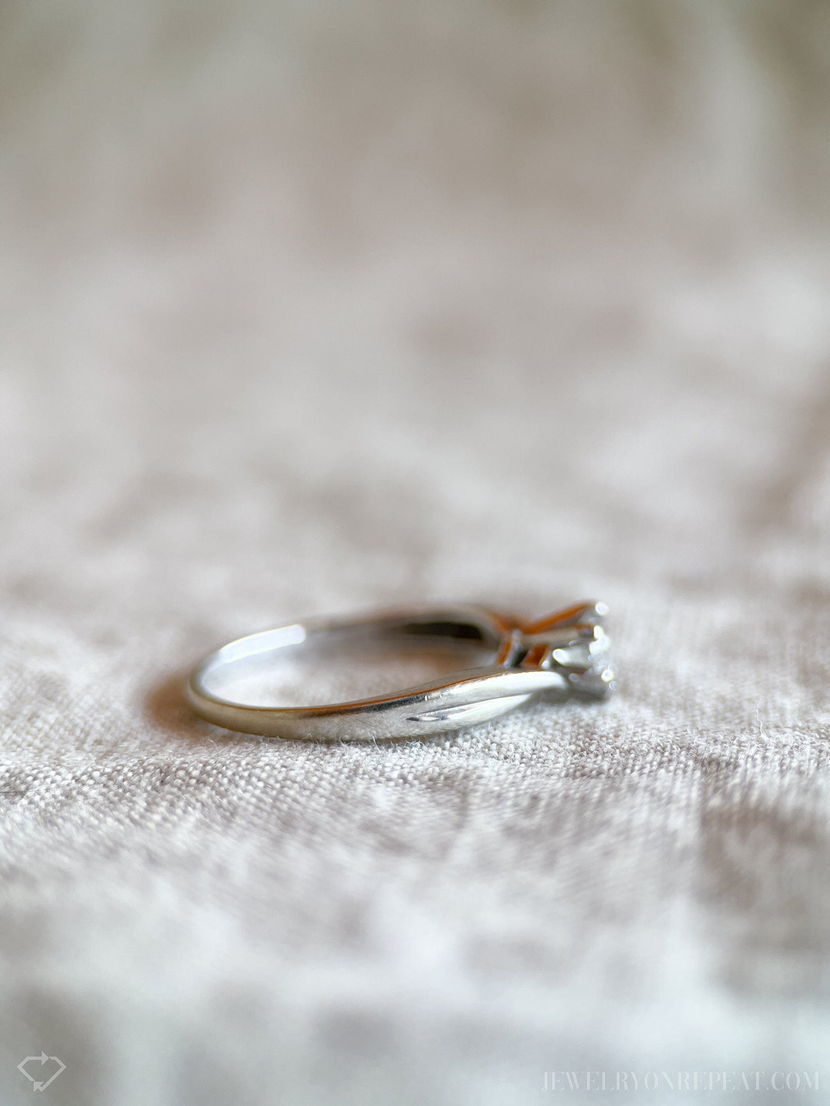 Vintage Diamond Engagement Ring, Heart Cut, 14k White Gold, 1990s Solitaire Bridal Ring