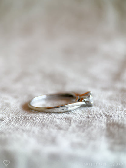 Vintage Diamond Engagement Ring, Heart Cut, 14k White Gold, 1990s Solitaire Bridal Ring