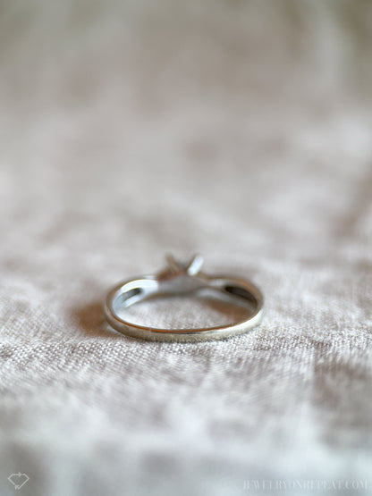 Vintage Diamond Engagement Ring, Heart Cut, 14k White Gold, 1990s Solitaire Bridal Ring