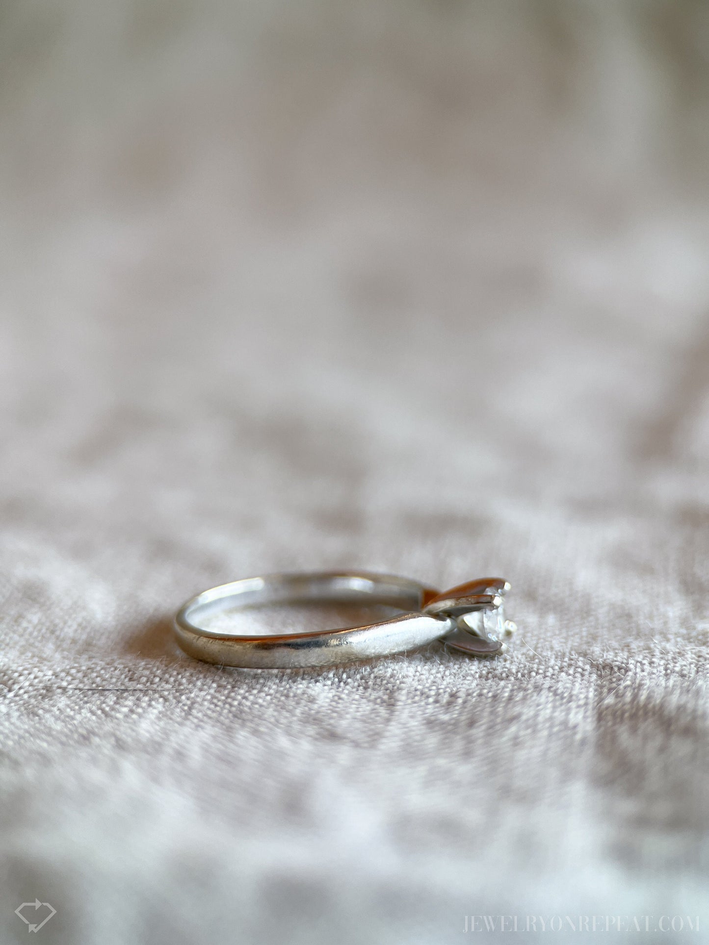 Vintage Diamond Engagement Ring, Round Cut, 14k White Gold, 1990s Solitaire Prong Setting
