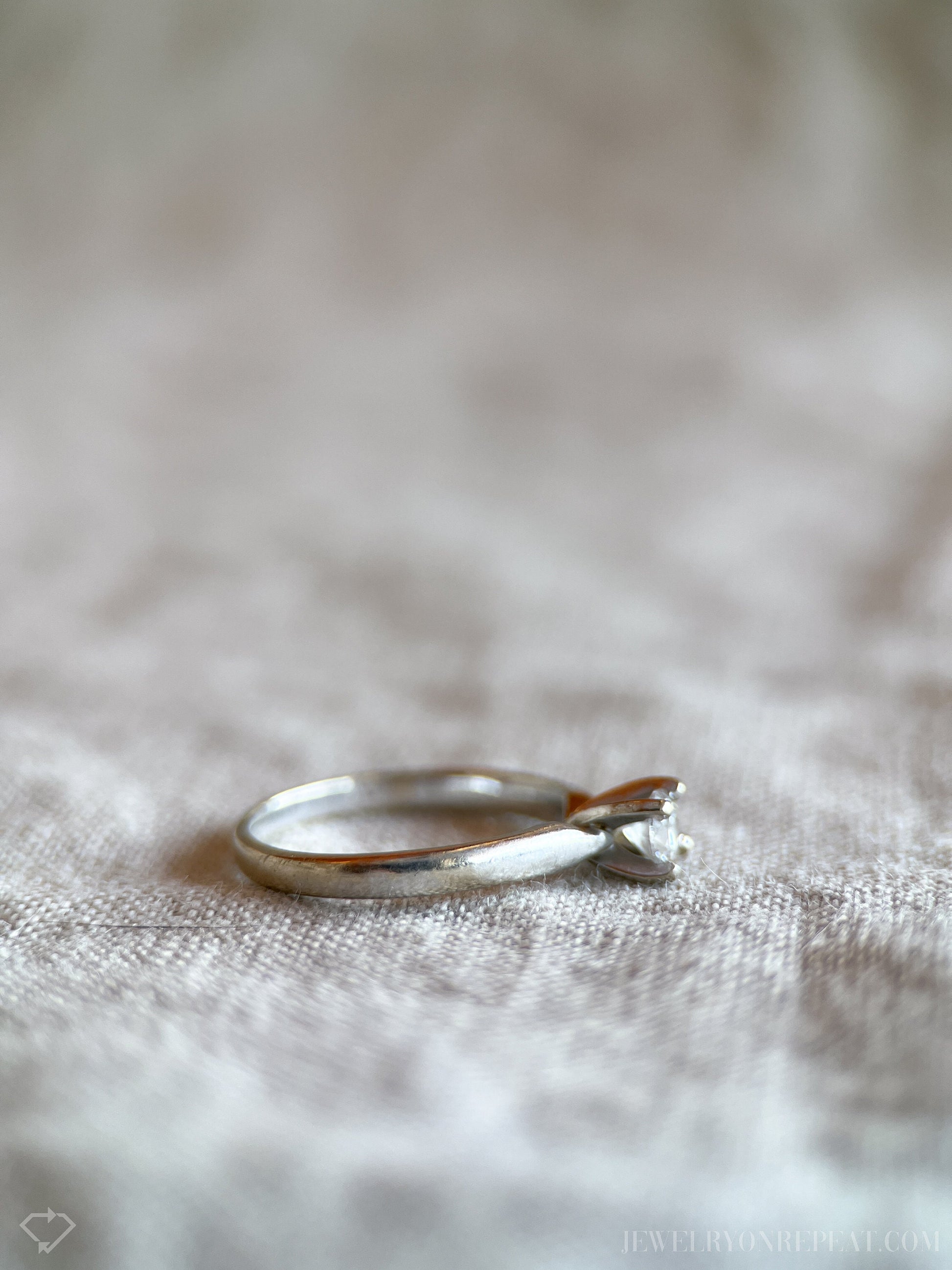 Vintage Diamond Engagement Ring, Round Cut, 14k White Gold, 1990s Solitaire Prong Setting