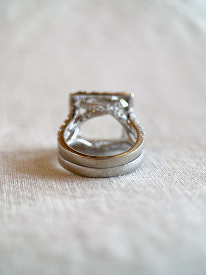 Vintage 1990s Diamond Halo Wedding Ring Guard, 14k White Gold