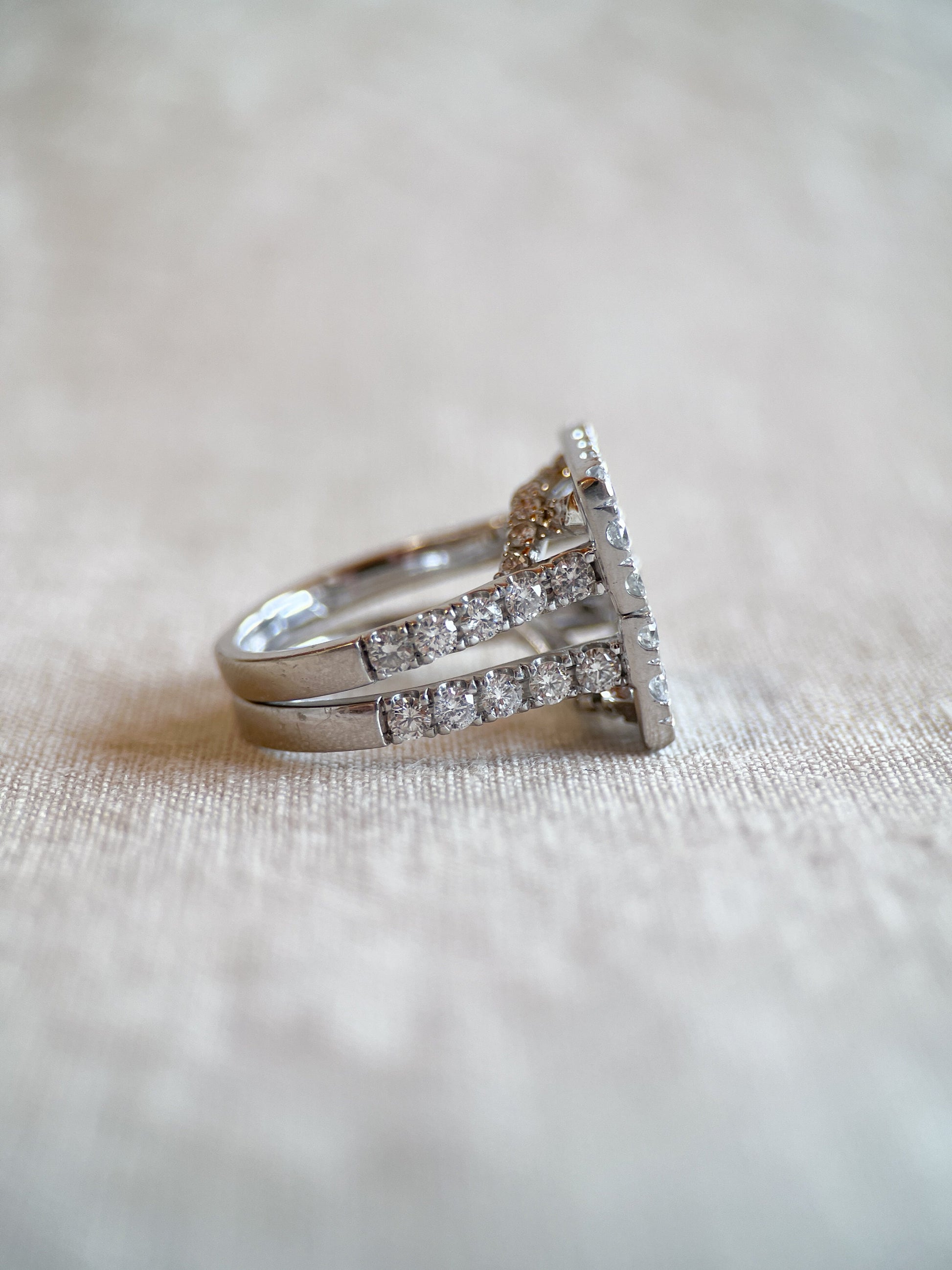 Vintage 1990s Diamond Halo Wedding Ring Guard, 14k White Gold