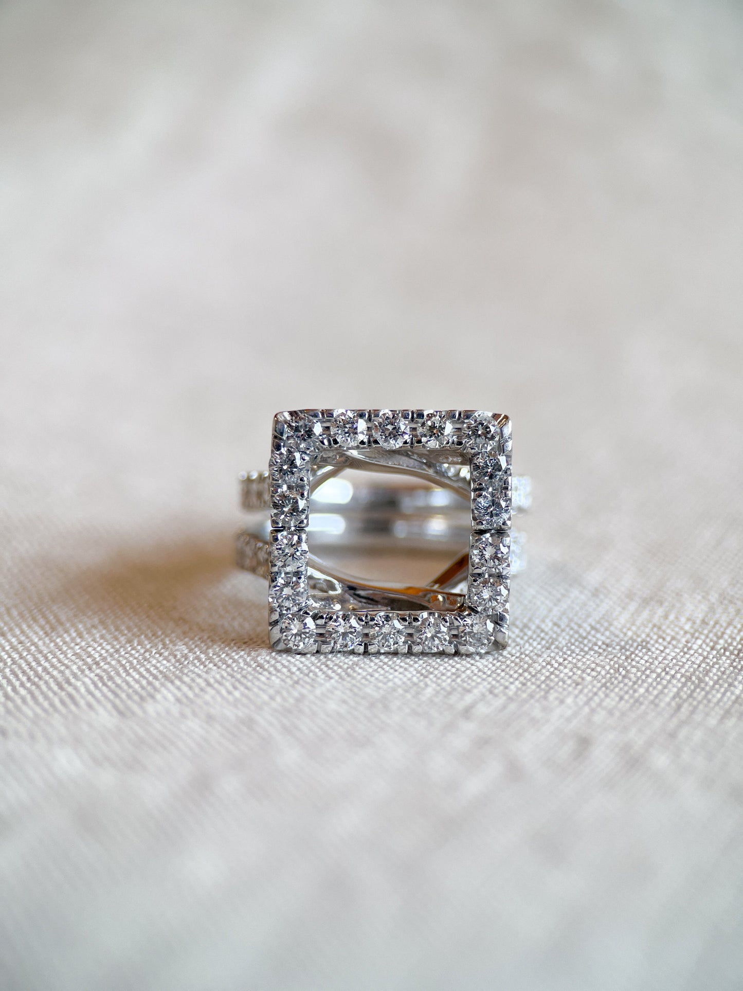 Vintage 1990s Diamond Halo Wedding Ring Guard, 14k White Gold