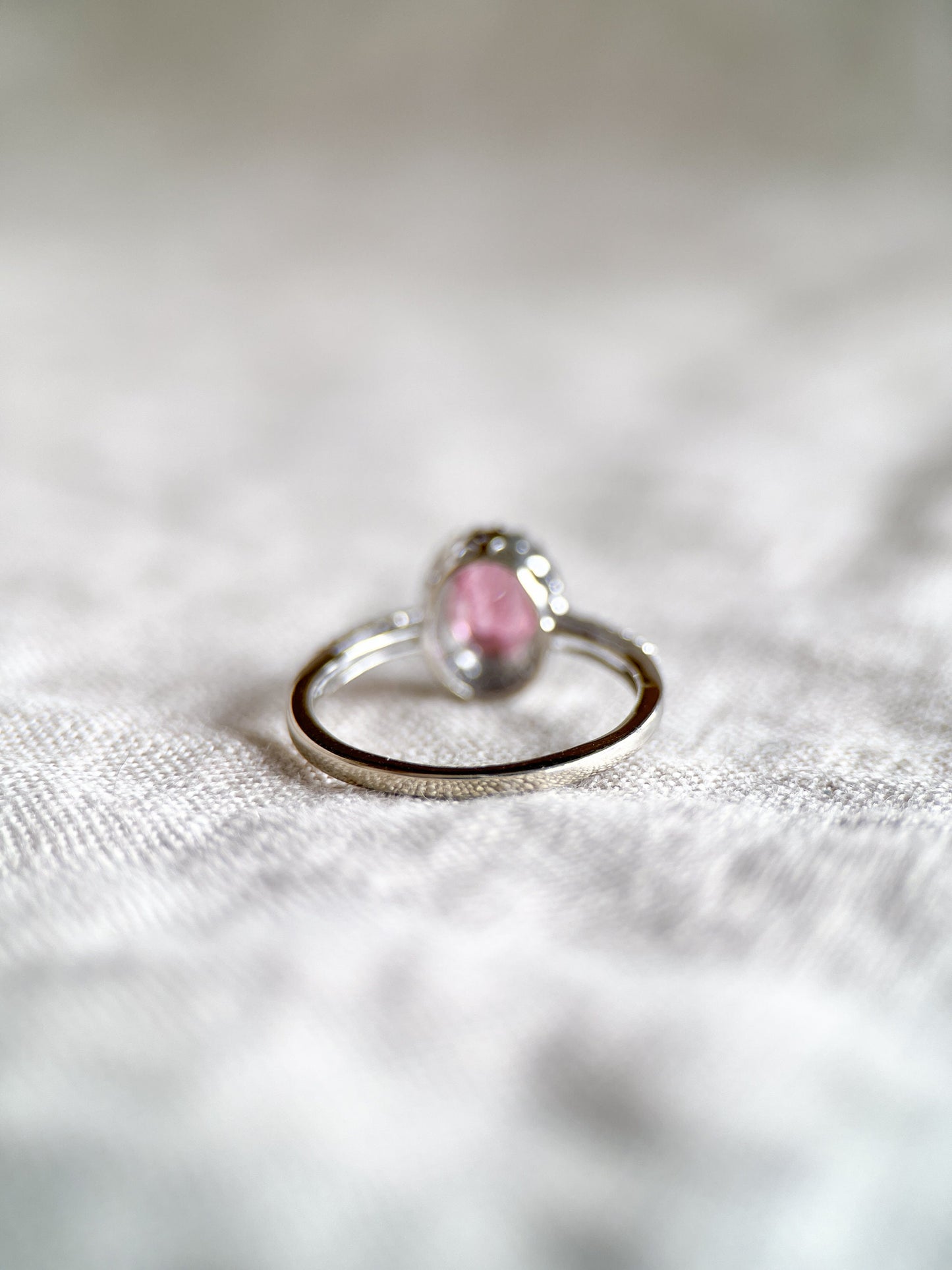 Vintage 1990s Tourmaline & Diamond Engagement Ring, 14k White Gold, Oval Halo Gemstone Bridal Jewelry