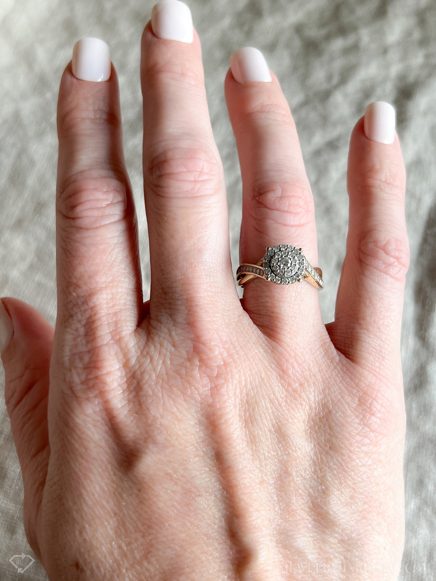 Vintage 1990s Diamond Halo Engagement Ring in 10k Gold
