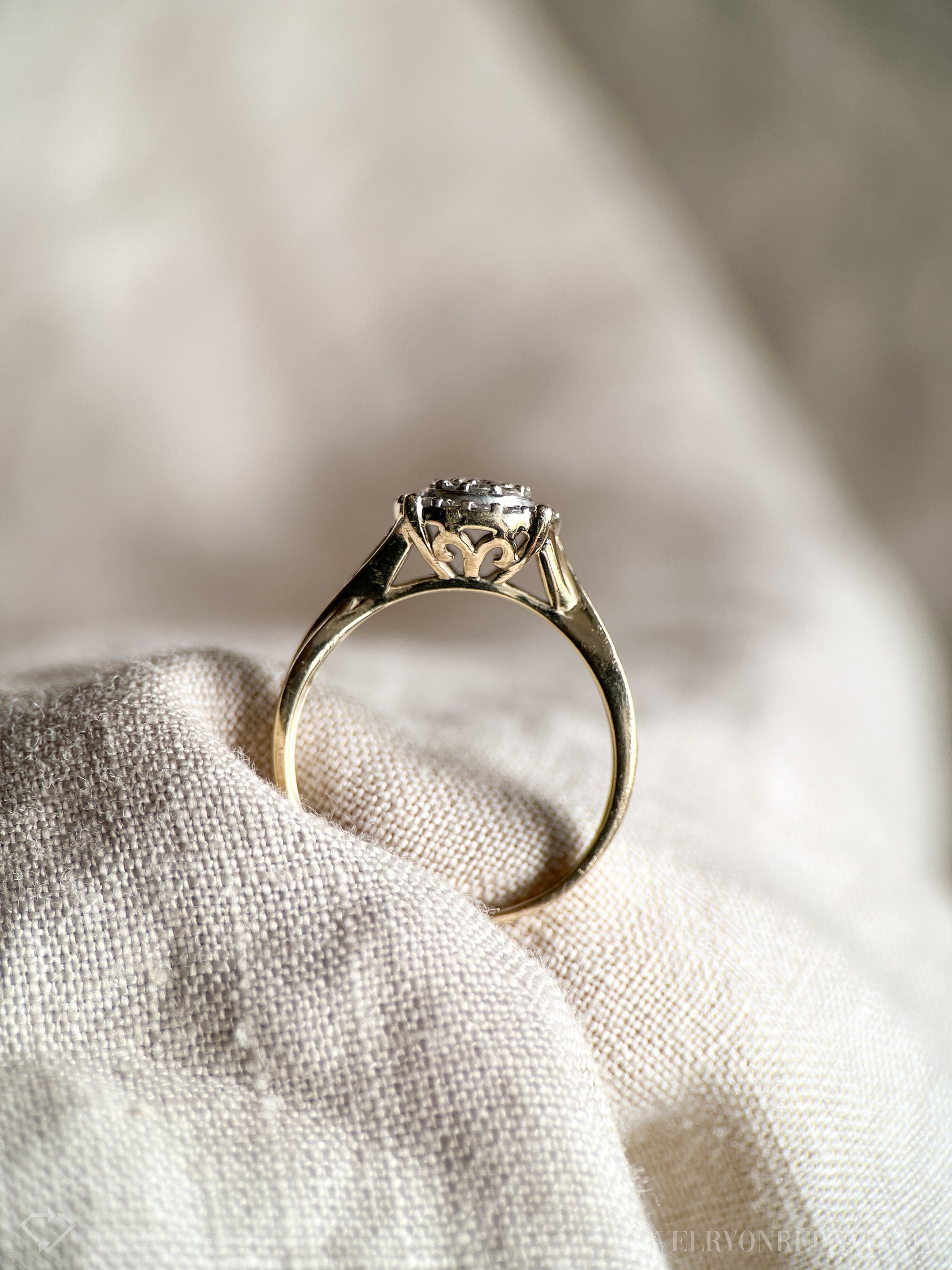 Vintage 1990s Diamond Halo Engagement Ring in 10k Gold