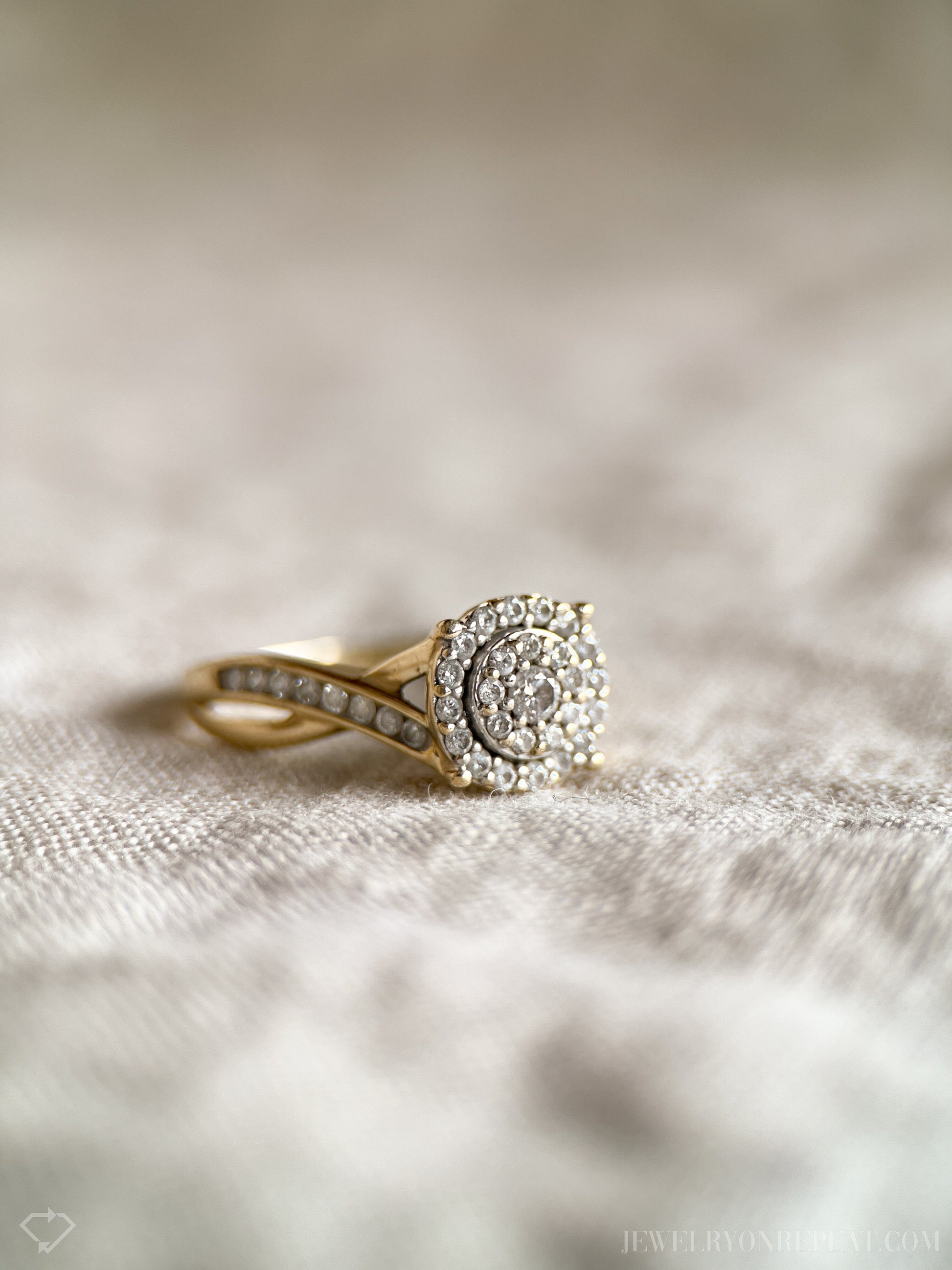 Vintage 1990s Diamond Halo Engagement Ring in 10k Gold