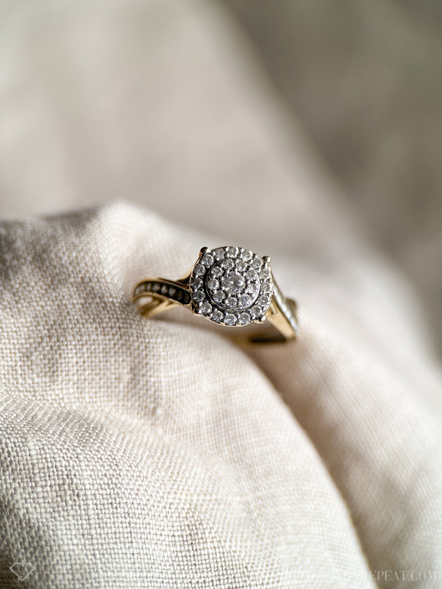 Vintage 1990s Diamond Halo Engagement Ring in 10k Gold