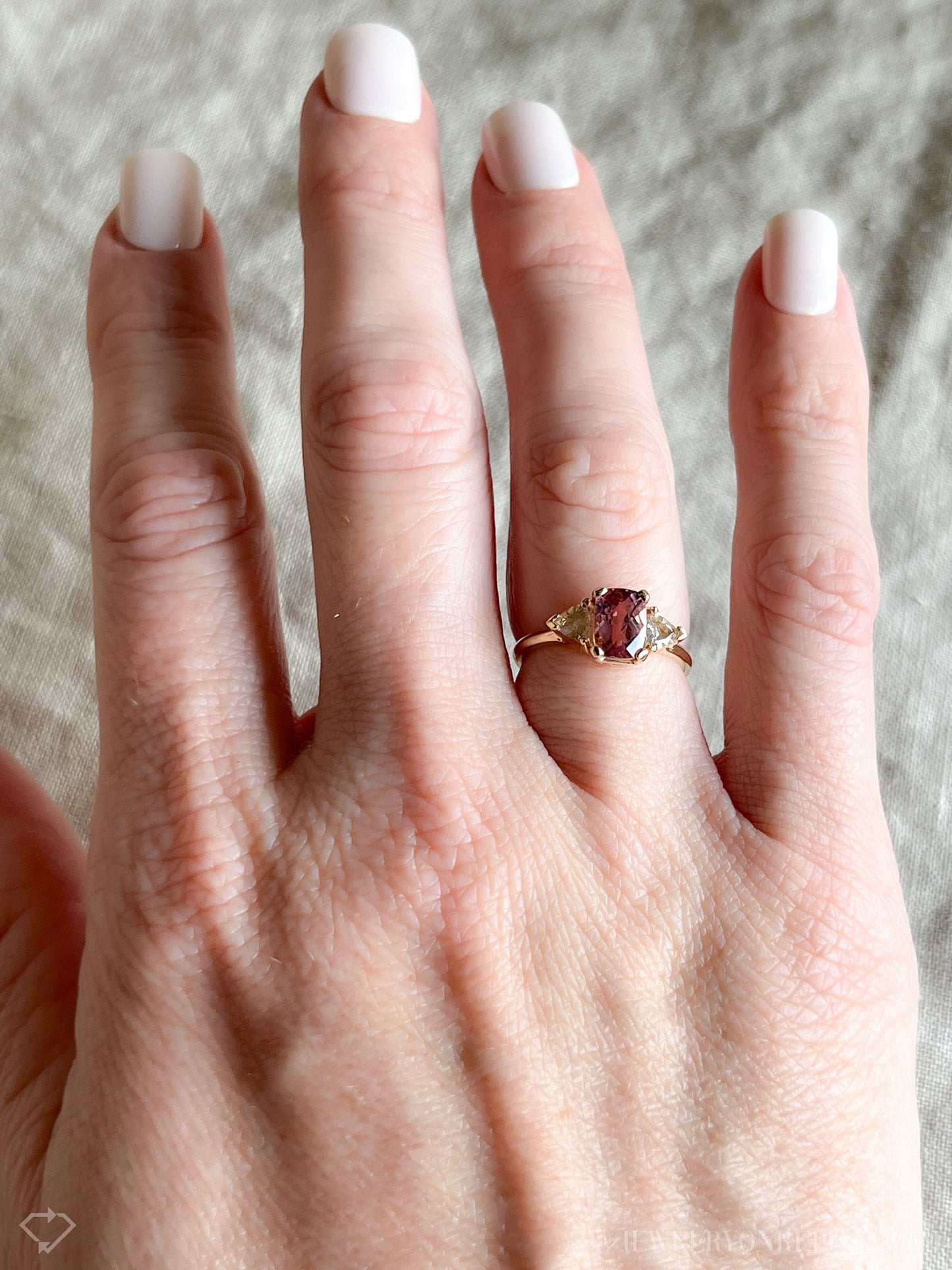 Vintage Pink Tourmaline and Topaz Ring in 14k Gold