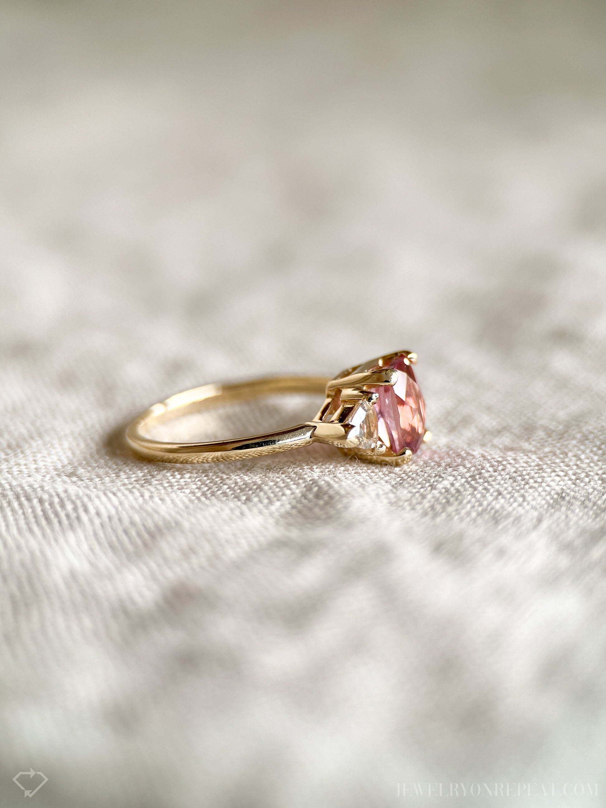 Vintage Pink Tourmaline and Topaz Ring in 14k Gold