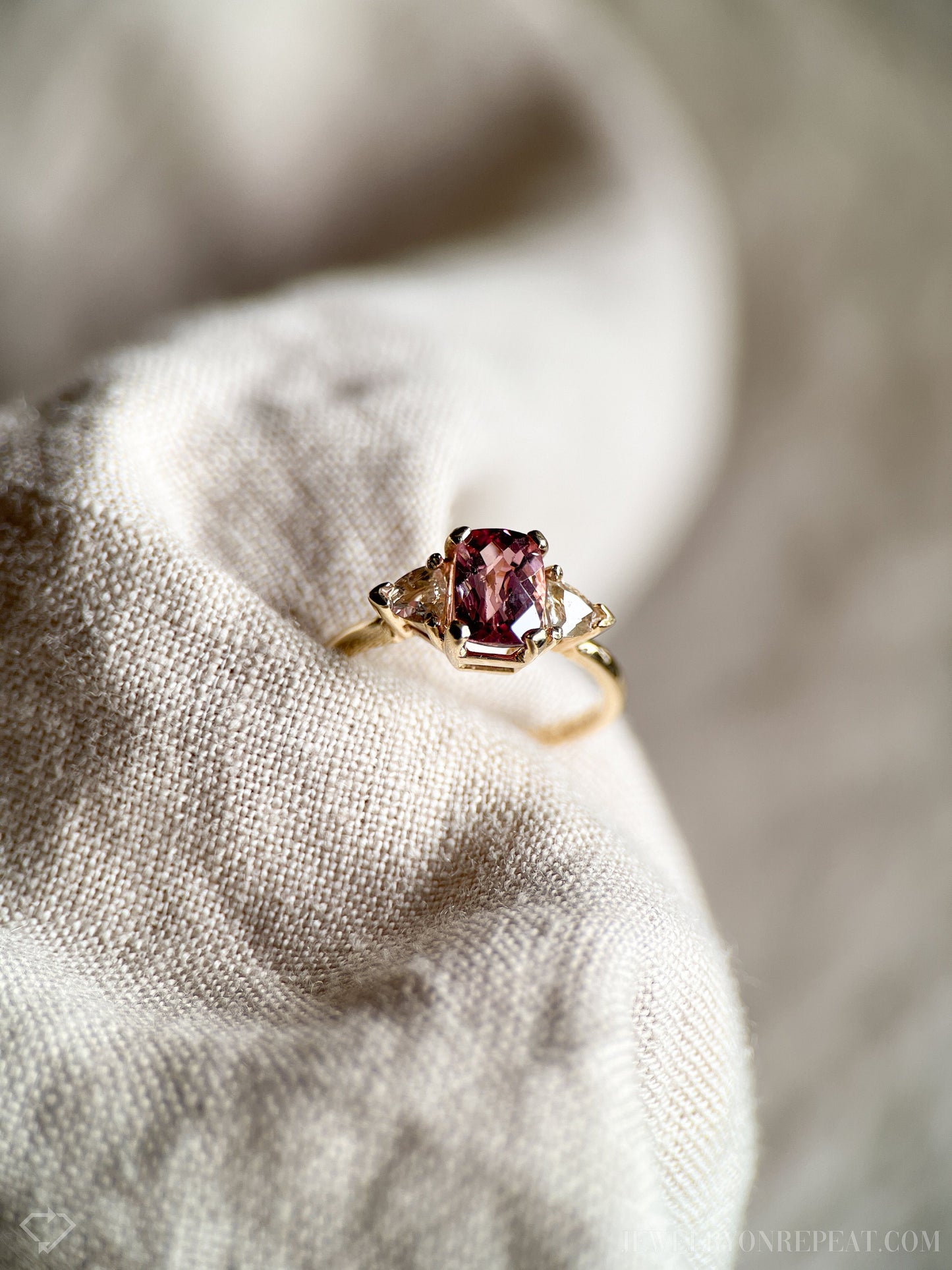 Vintage Pink Tourmaline and Topaz Ring in 14k Gold