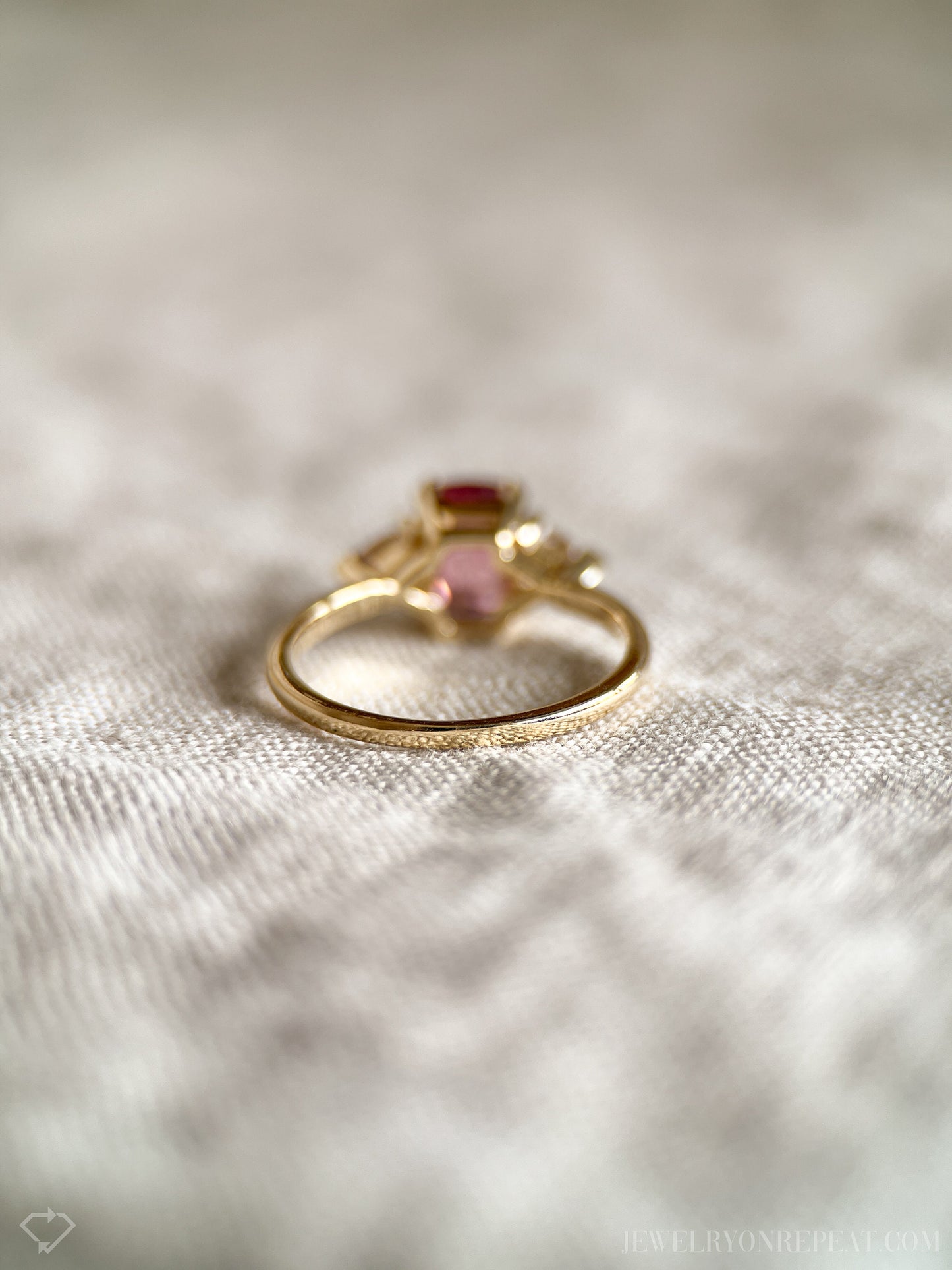 Vintage Pink Tourmaline and Topaz Ring in 14k Gold