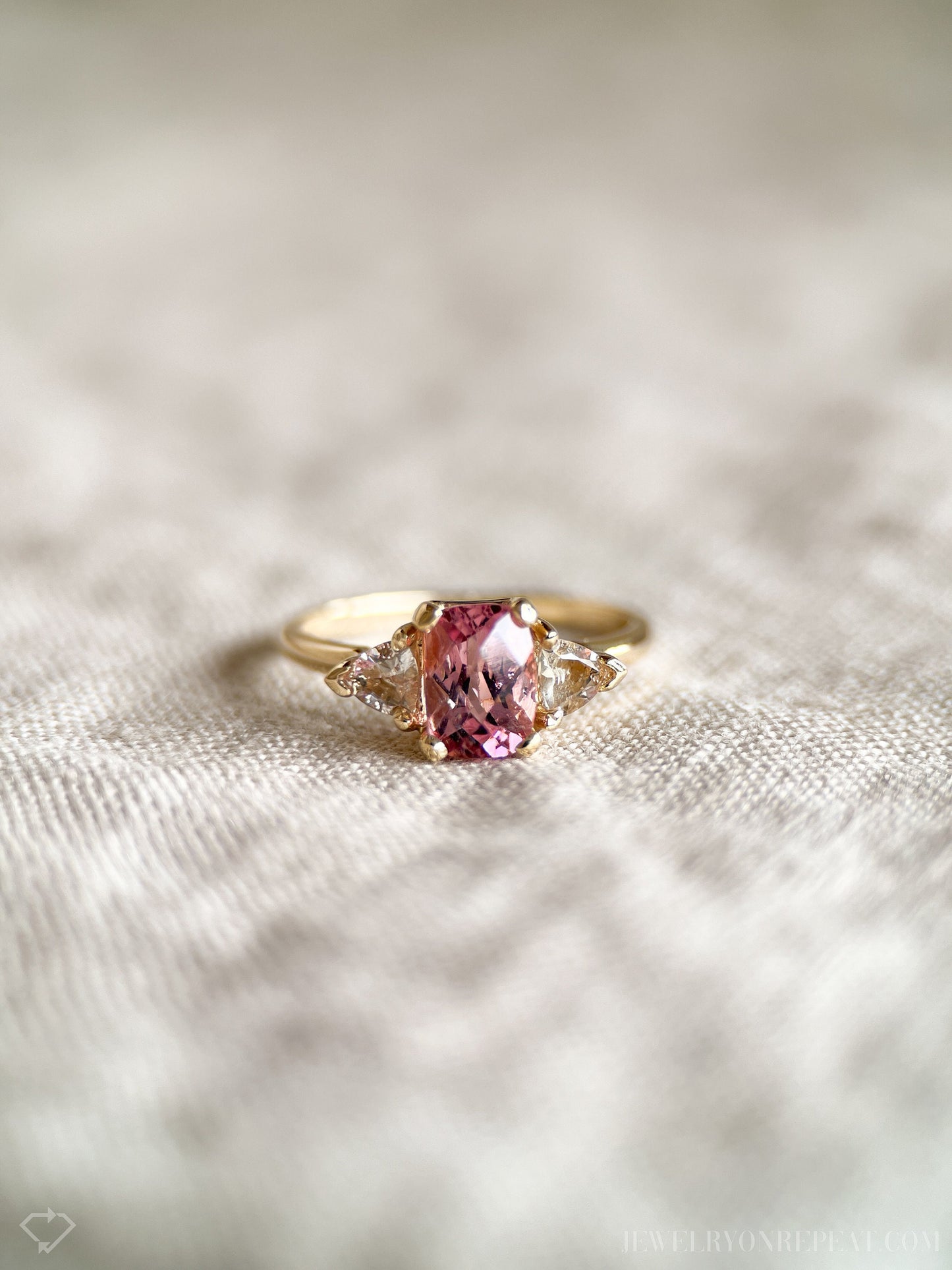 Vintage Pink Tourmaline and Topaz Ring in 14k Gold